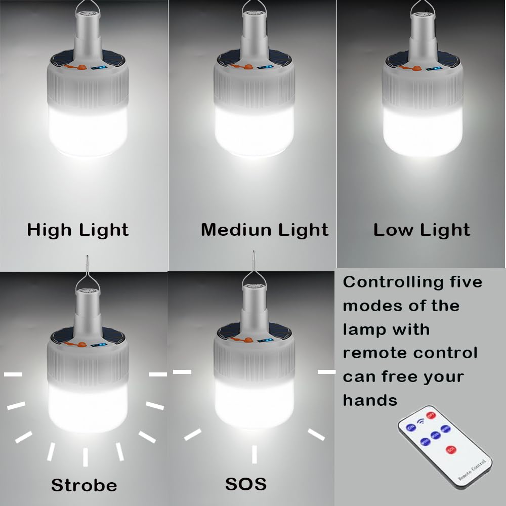 Jearytop Solar Camping Lights Portable Lantern LED 120 LED Waterproof Remote Control 4000mAh 3 Pack