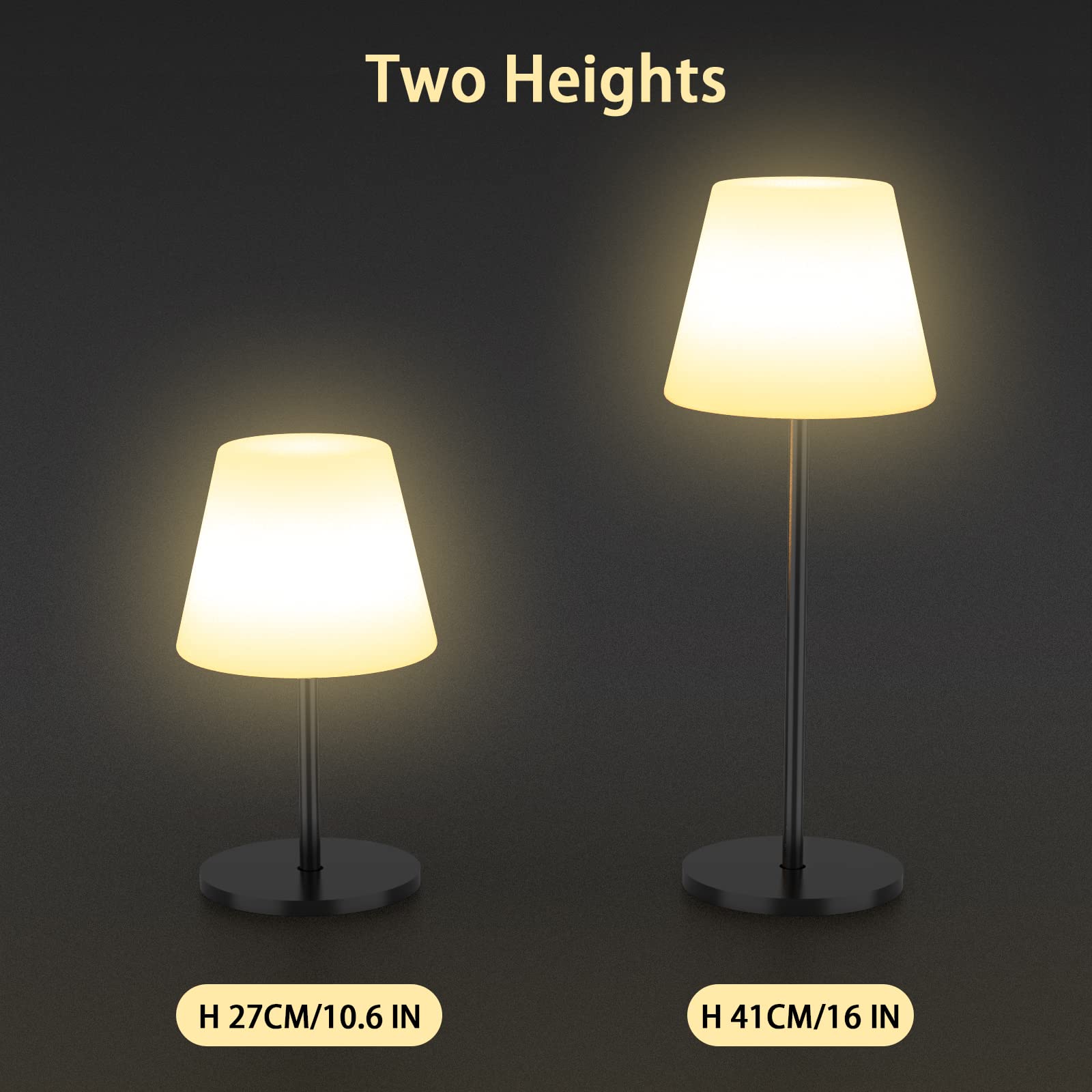 Gewiny Battery Operated Outdoor Table Lamp, Waterproof Dimmable Led For Patio, Garden, Camping