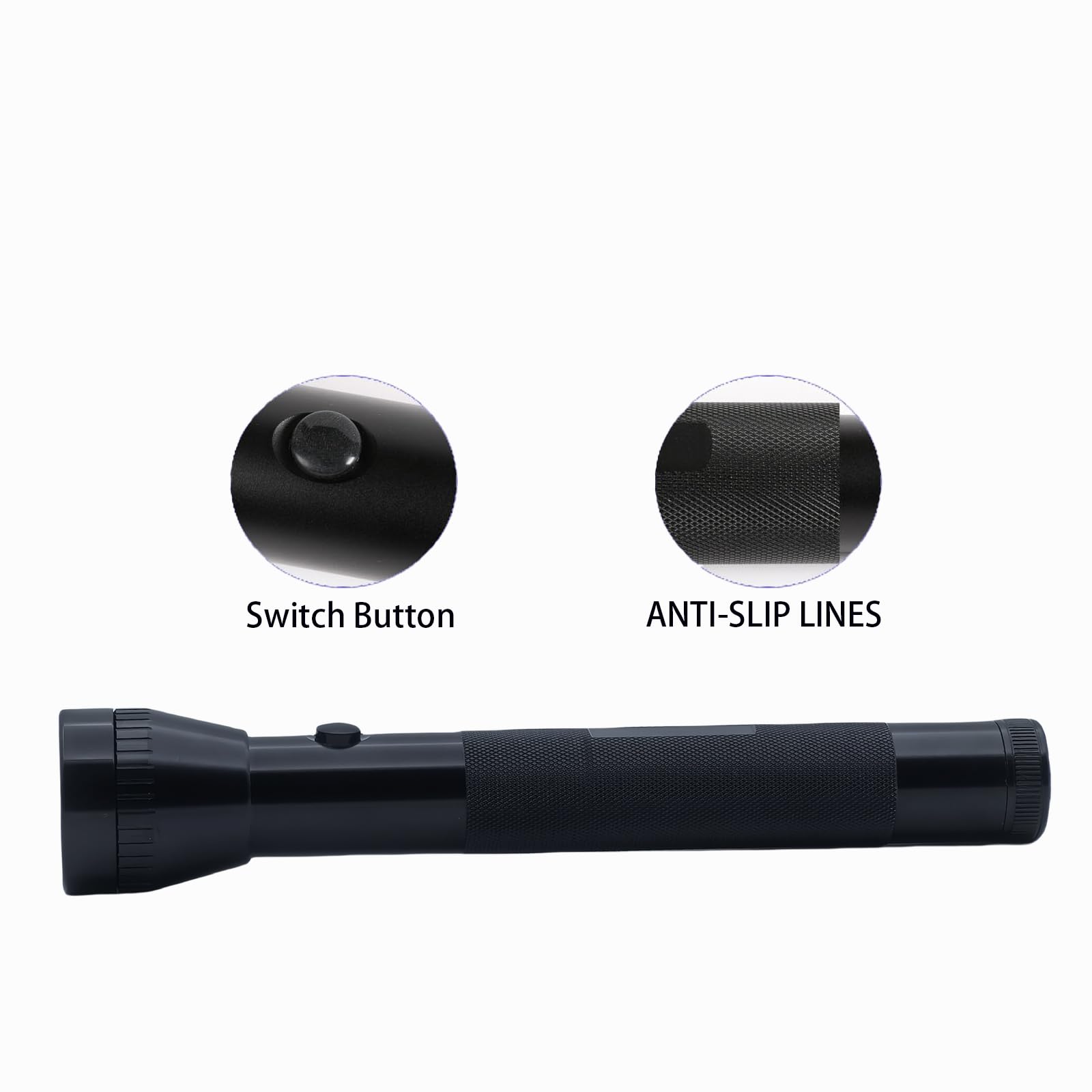 Darlur Heavy Duty Led Flashlight, 3 D Cell Battery, High Lumens, For Home Emergency,Single Mode, Aluminum Body, Black