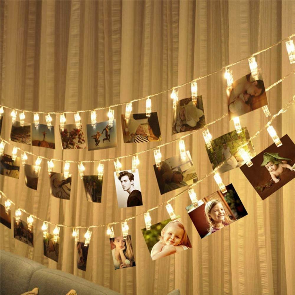 Dopheuor LED Fairy Clip String Lights, Yellow, Battery Operated, Model JZD-234, Ideal for Photos, Parties, and Decorations