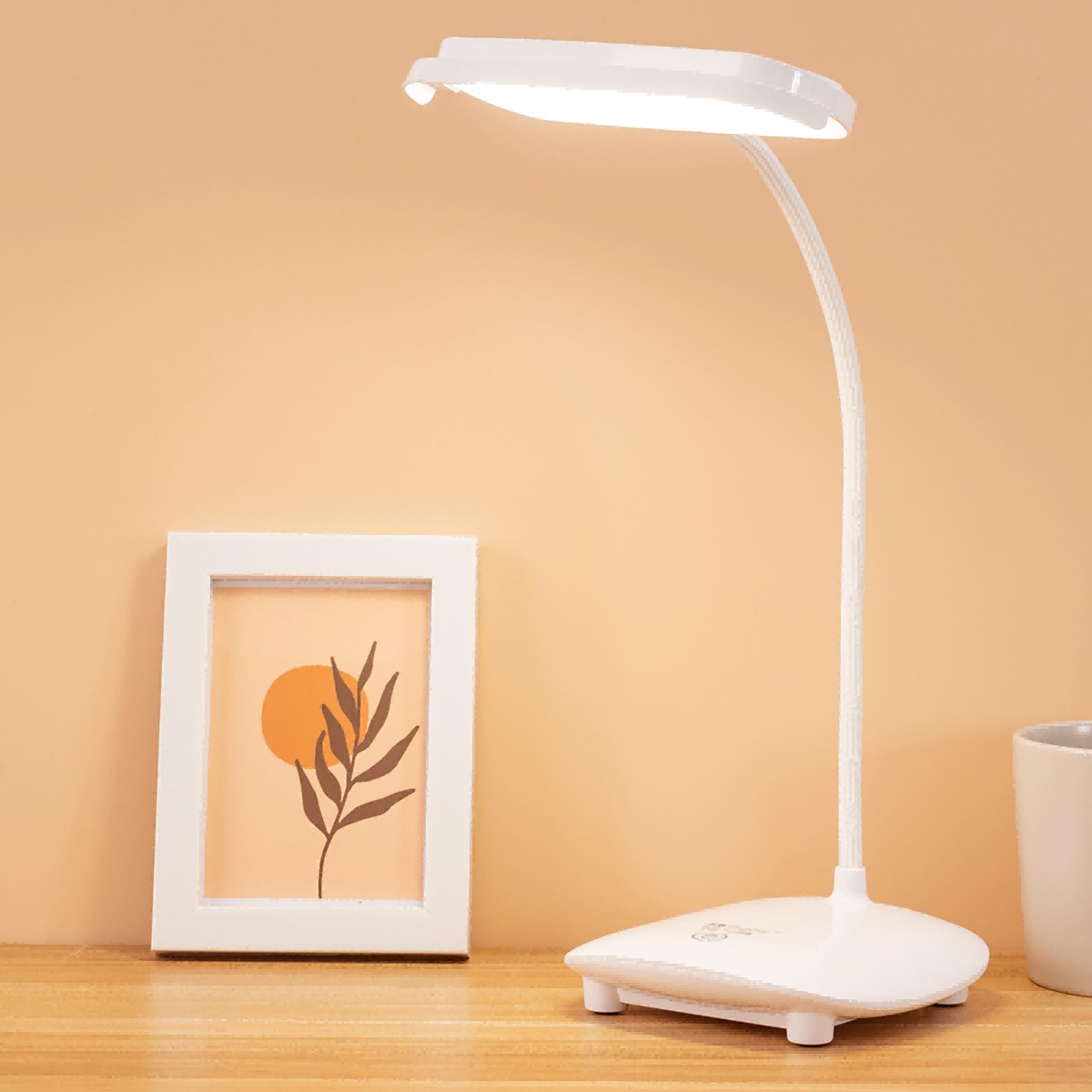 MAYTHANK Cordless Desk Lamp 40 LED Touch 3 Modes Dimmable Gooseneck Portable Size 1 White Model TAID-1109-321