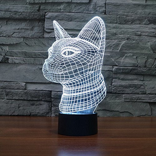 Superniudb 3D Cat Night Light Acrylic 3D Led Usb 7 Color Change Led Table Lamp Xmas Toy Gift