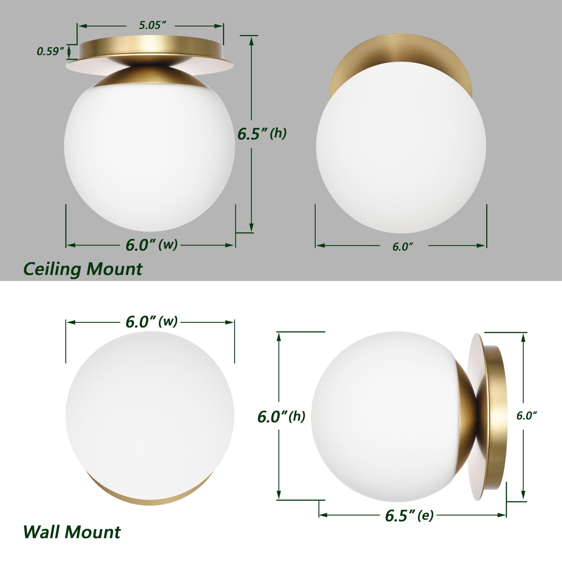 Wall Sconces, 1 Light Modern Globe Sconce In Aged Brass, Wall Light For Bedroom Bathroom Living Room & Hallway Vanity Lighting,