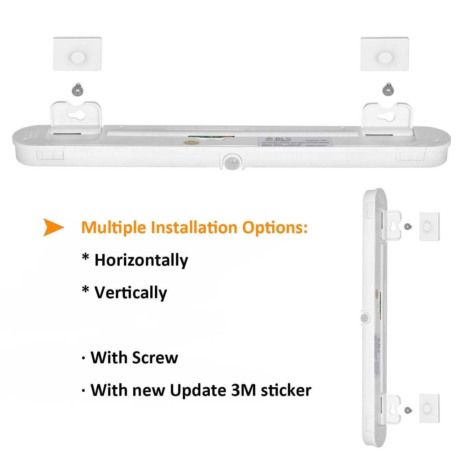 BLS T01L LED Closet Light - Wireless Motion Sensor, 20 Super Bright LEDs, Battery Powered, White, Adjustable Light Beam