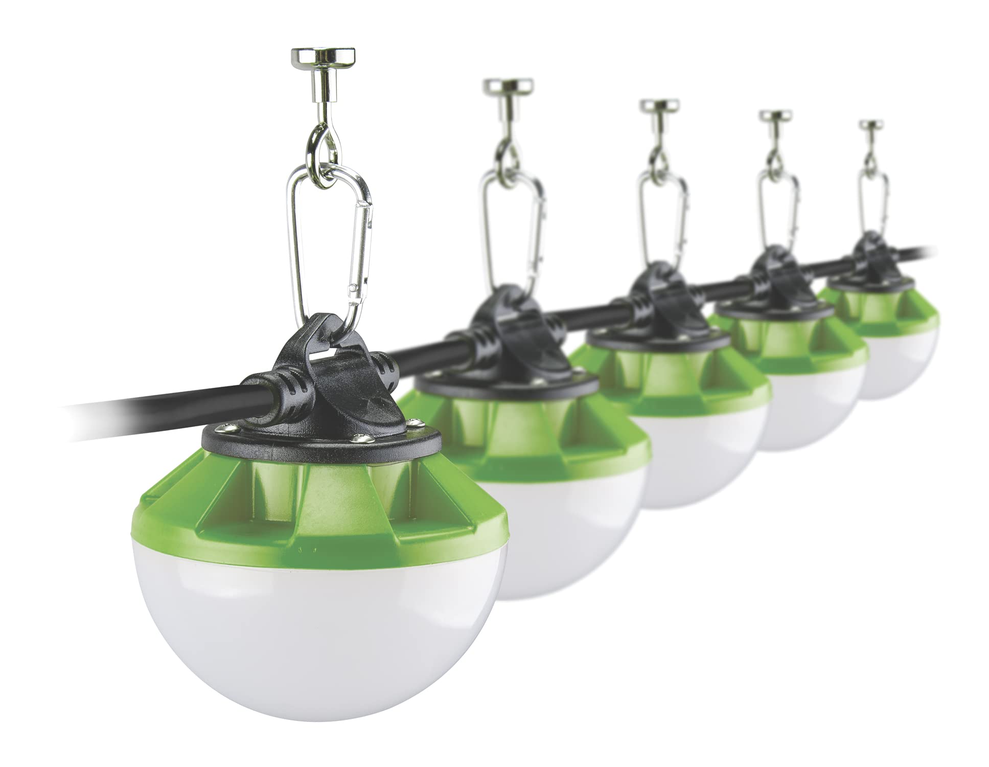 PowerSmith 50 ft. Construction String Lights Industrial Grade 7,500 Lumen 60W Integrated Weatherproof 5-Head Linkable LED with M