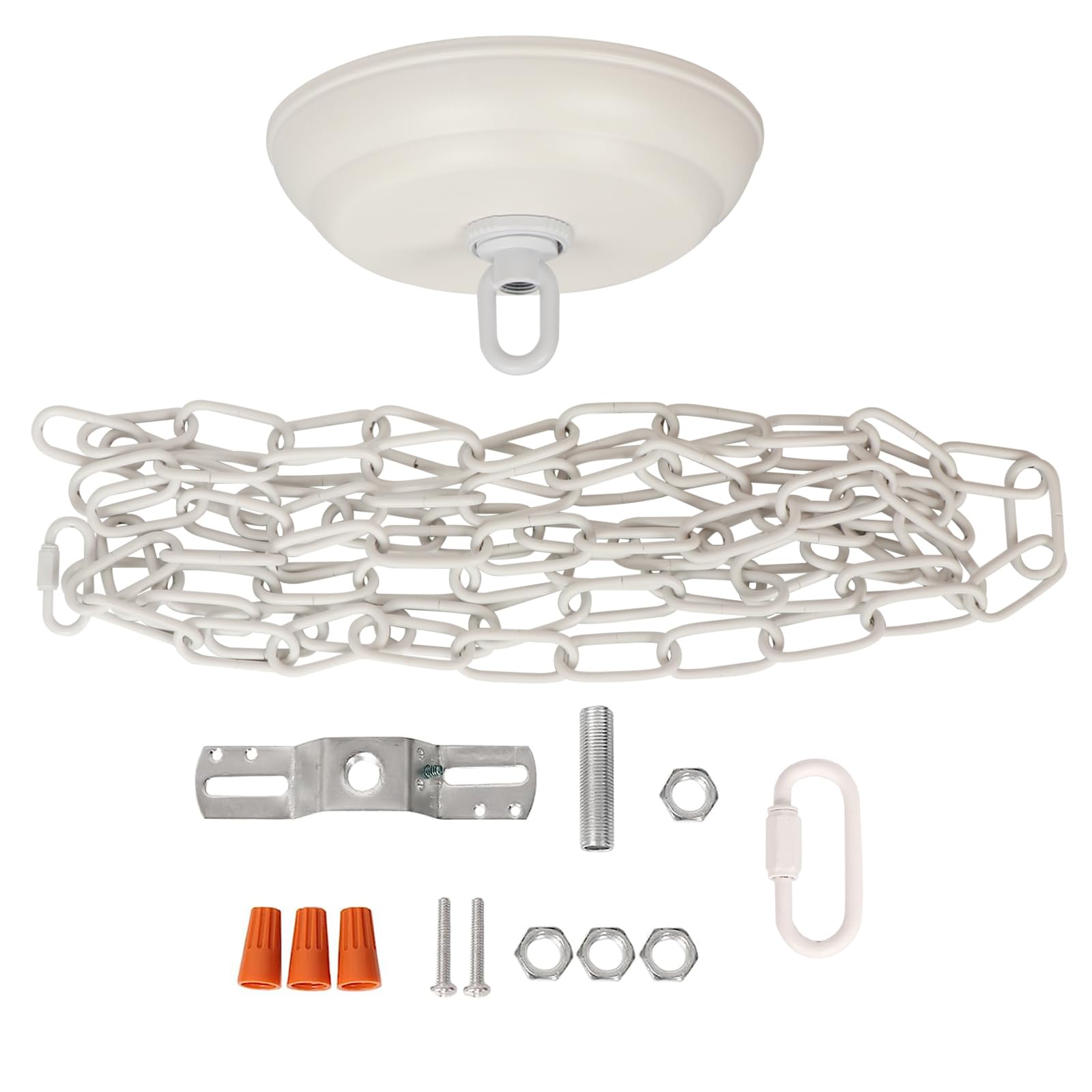 Eumyviv Heavy Duty Chain with Canopy Kit for Chandelier, 10 Feet, Metal, White, Model L0021-White