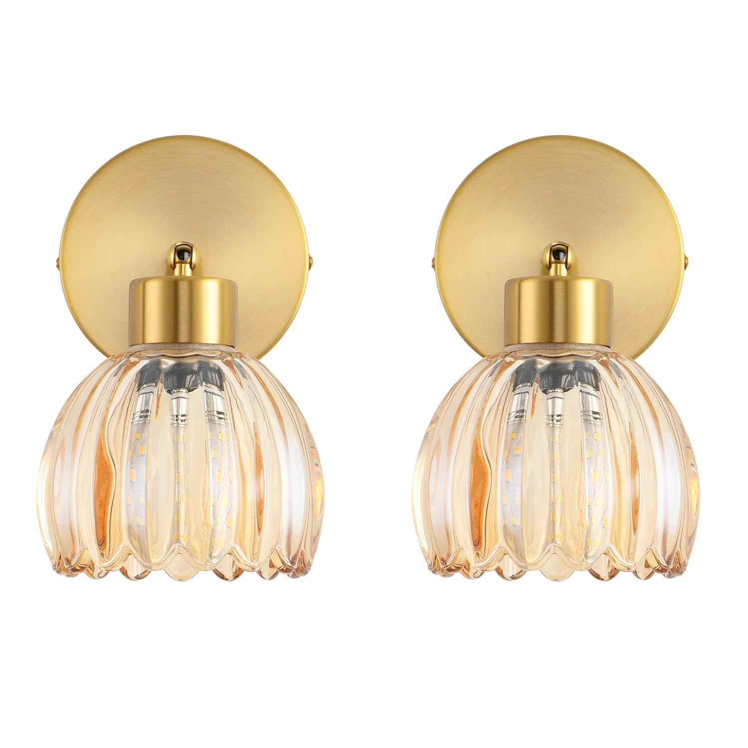KENMI Wall Sconces Vintage Fixture Light  Vanity Lights for Bathroom  Modern Wall Light Fixtures  Metal Sconces Wall Lighting with Glass Shade  Farmhouse Wall Lamp for Bedroom Living Room