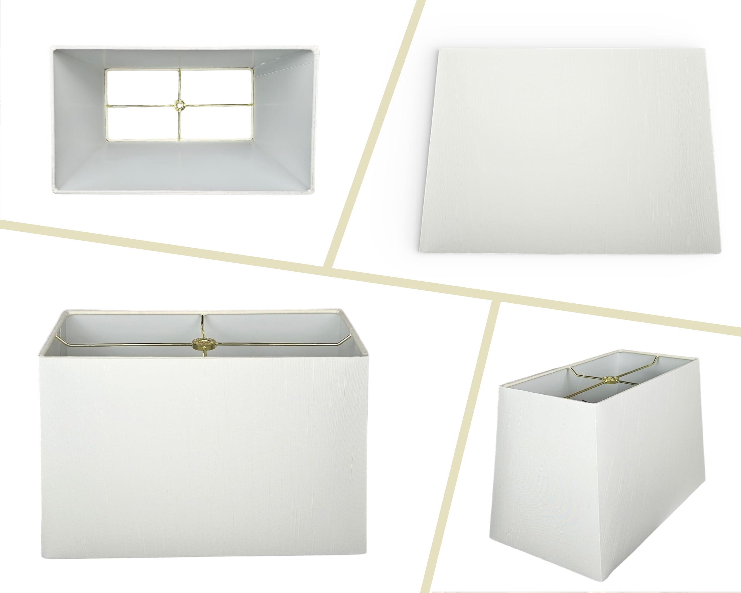 Royal Designs, Inc. Rectangle Hardback Lamp Shade HB-613-14WH, Fabric, White, (6x12) x (8x14) x 10
