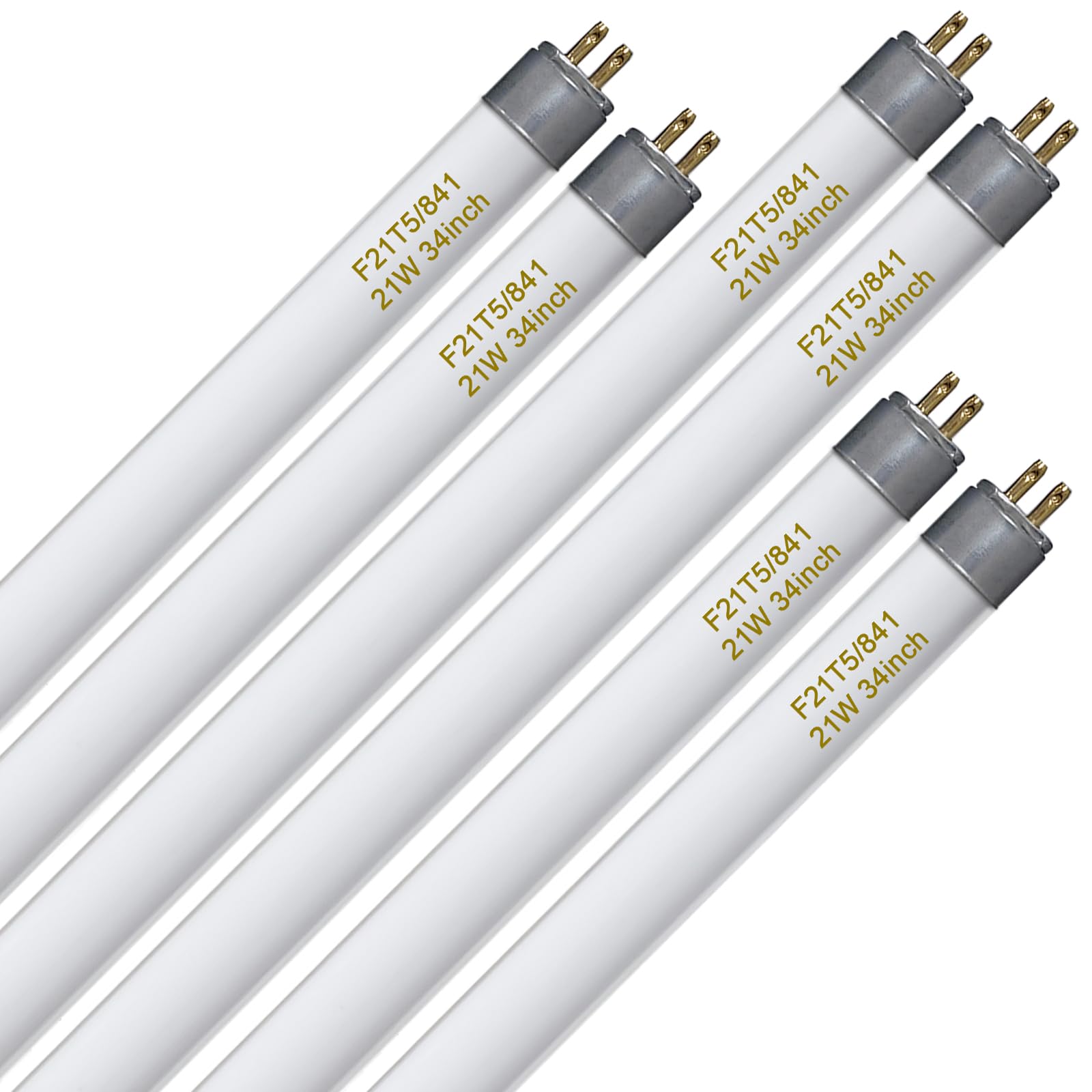 amgolibi F21T5/841 Fluorescent Tube 21W 2000 Lumens 4100K Cool White 34 inch Glass Light Bulb 6 Pack