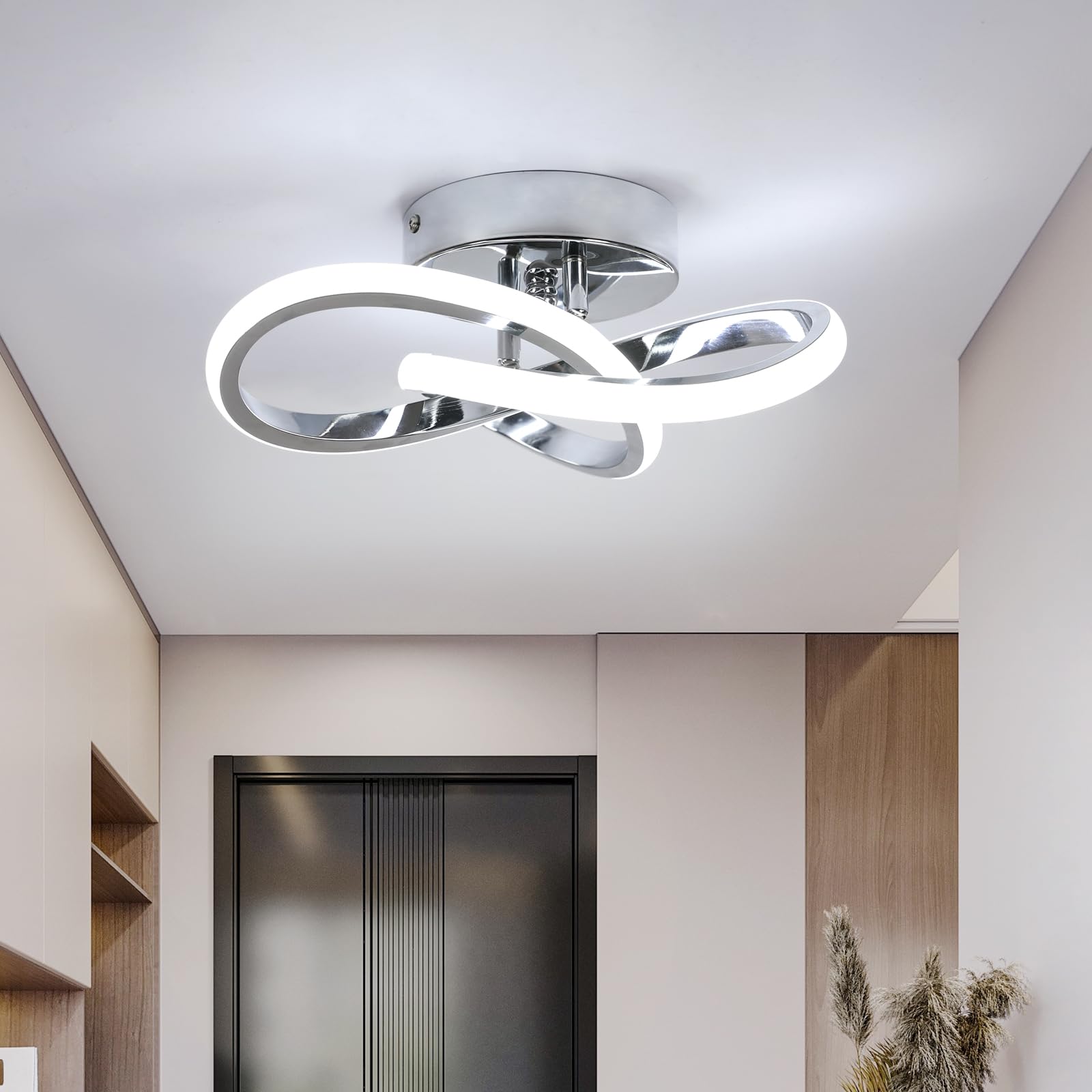 Daxgd Modern Led Ceiling Light, 22W Led 6500K Cool White Spiral Design Hallway Ceiling Light Fixtures For Corridor Aisle Balcony