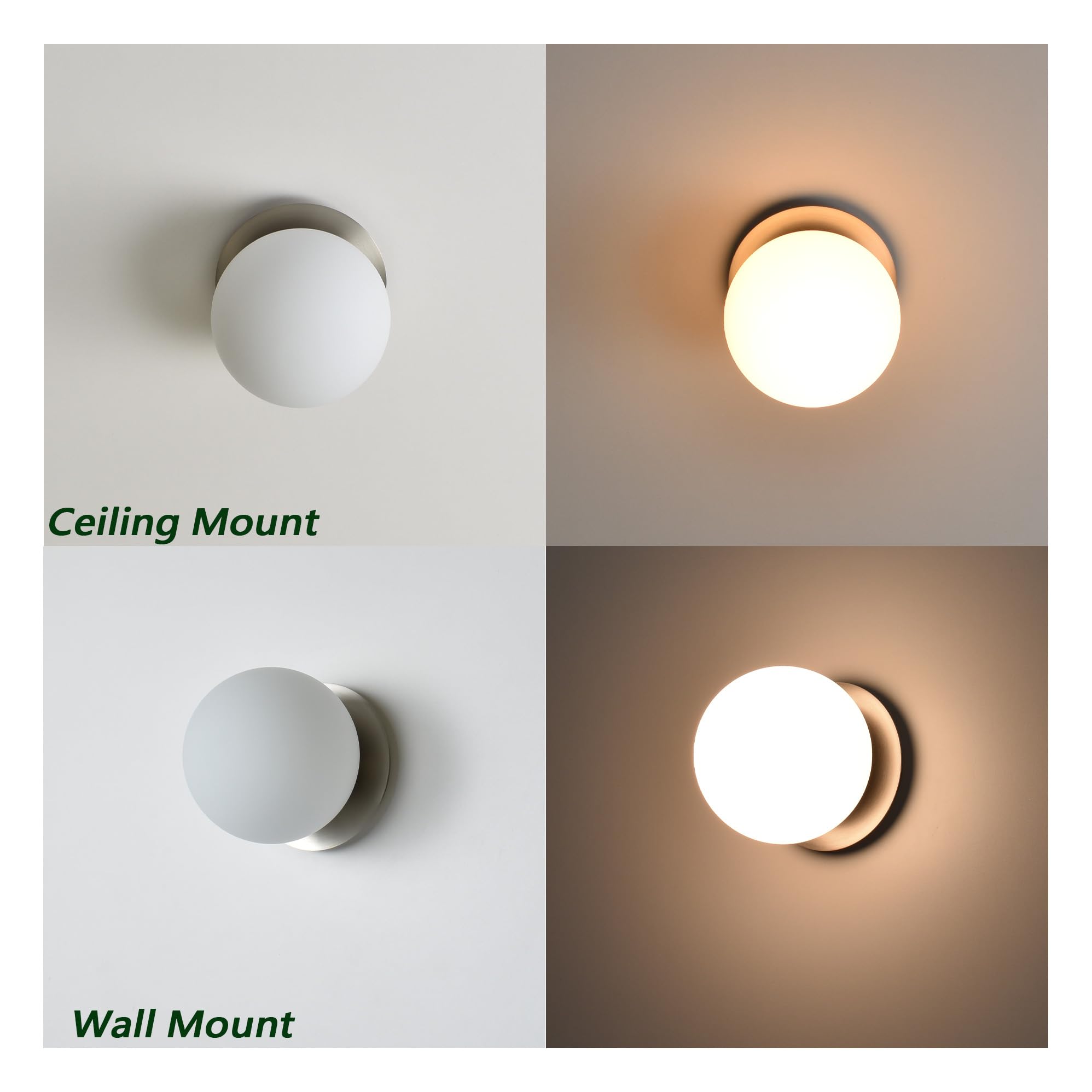 Wall Sconces, 1 Light Modern Globe Sconce In Brushed Nickel, Wall Light For Bedroom Bathroom Living Room & Hallway Vanity Lighting, Ceiling Light Fixture