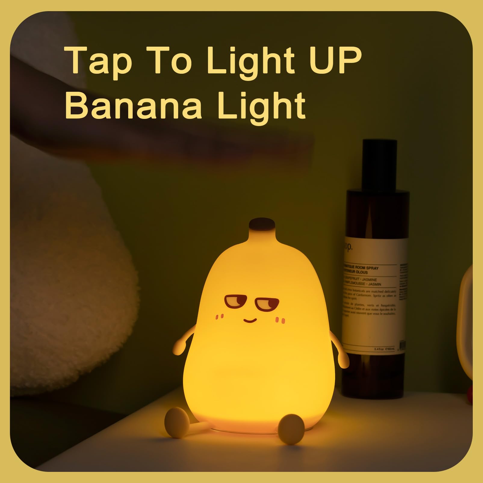 SMOORITA Banana Night Light - Cute Portable Silicone Kids Lamp, USB Rechargeable, Ideal for Room Decor & Gifts for Toddlers and Babies