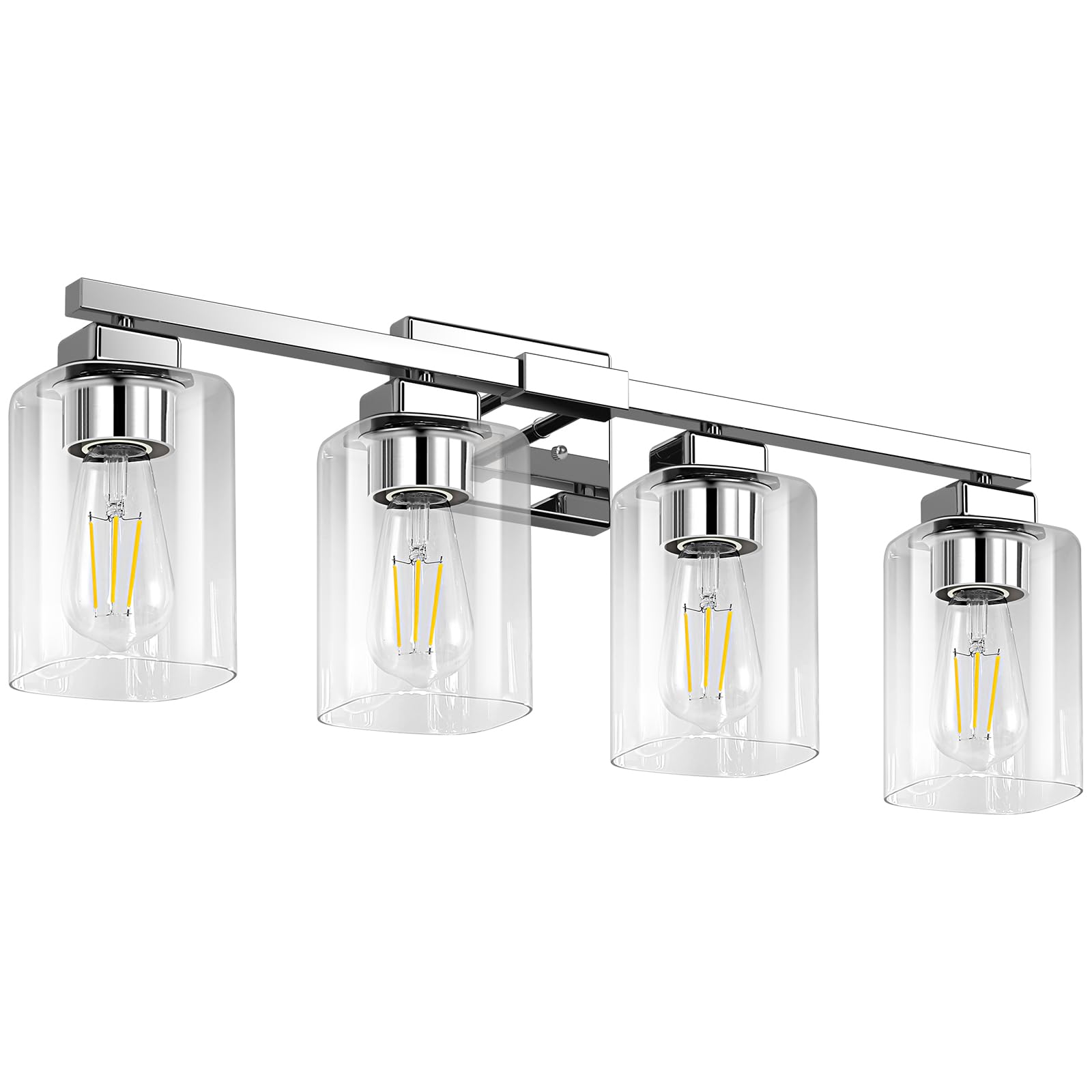 BesLowe 4-Light Chrome Bathroom Vanity Light Fixture, Modern Metal Wall Lamp for Mirror, Model B27003PB