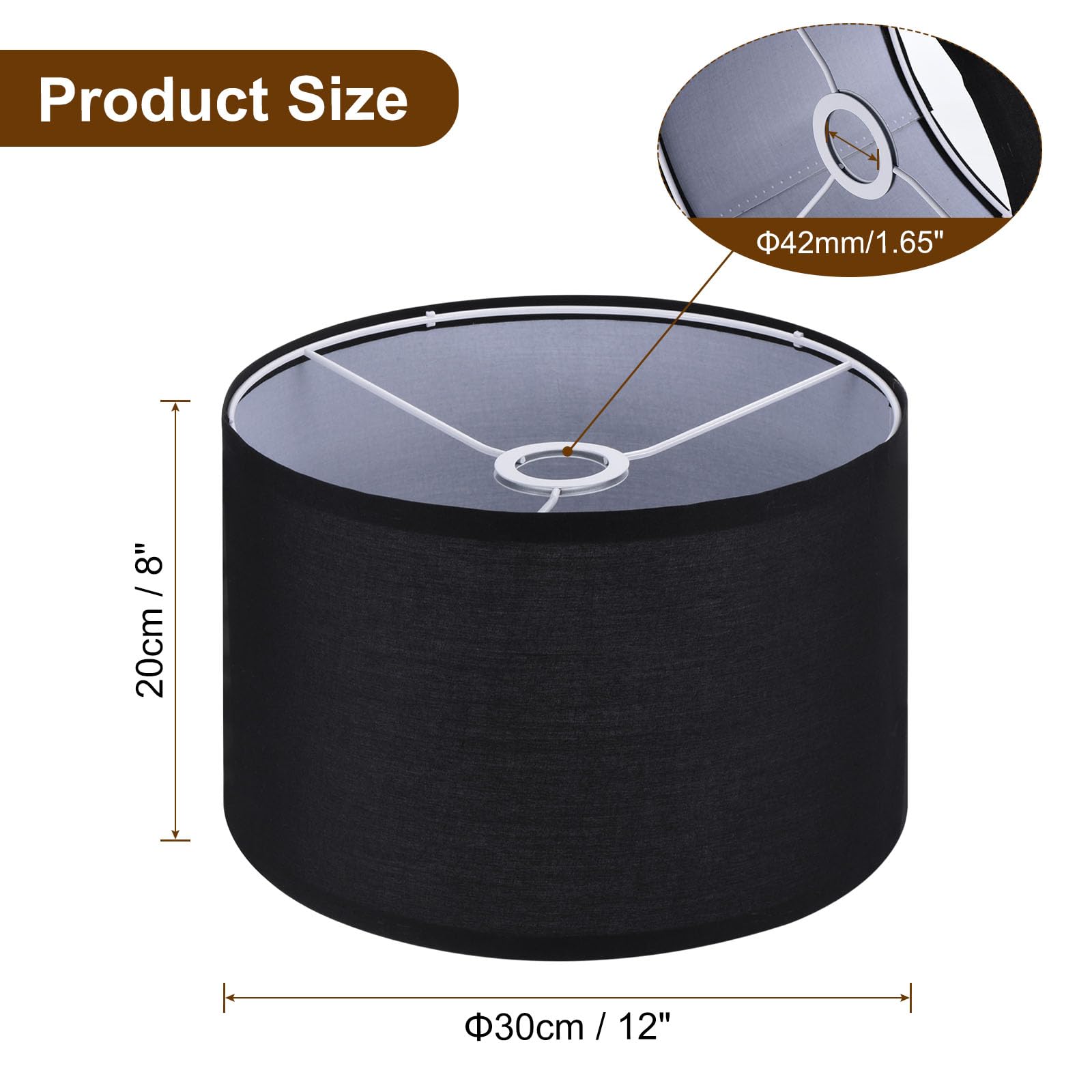 Drum Lamp Shades For Table Lamps 12''X12''X8'' Linen Lampshade Set Of 2 Easy Assembly Lamp Shade With E27 To E26/E14 Adapters Fo