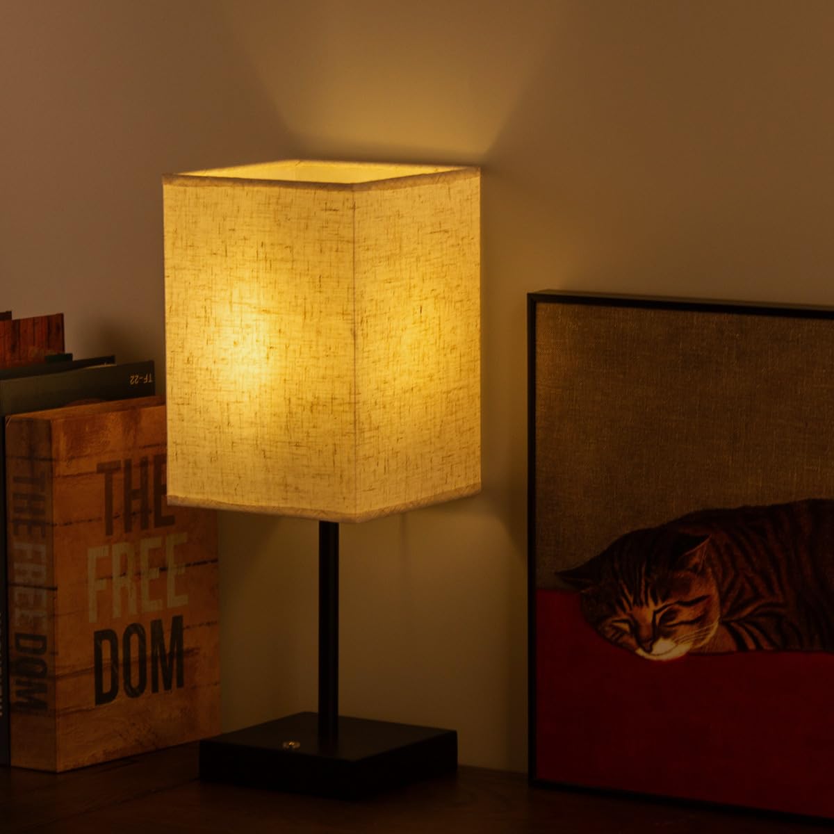 2 Pack Bedside Touch Lamp - Fabric Table Lamp With Three-Level Brightness Adjustment, Usb Charging, Cordless, Portable - Suitabl