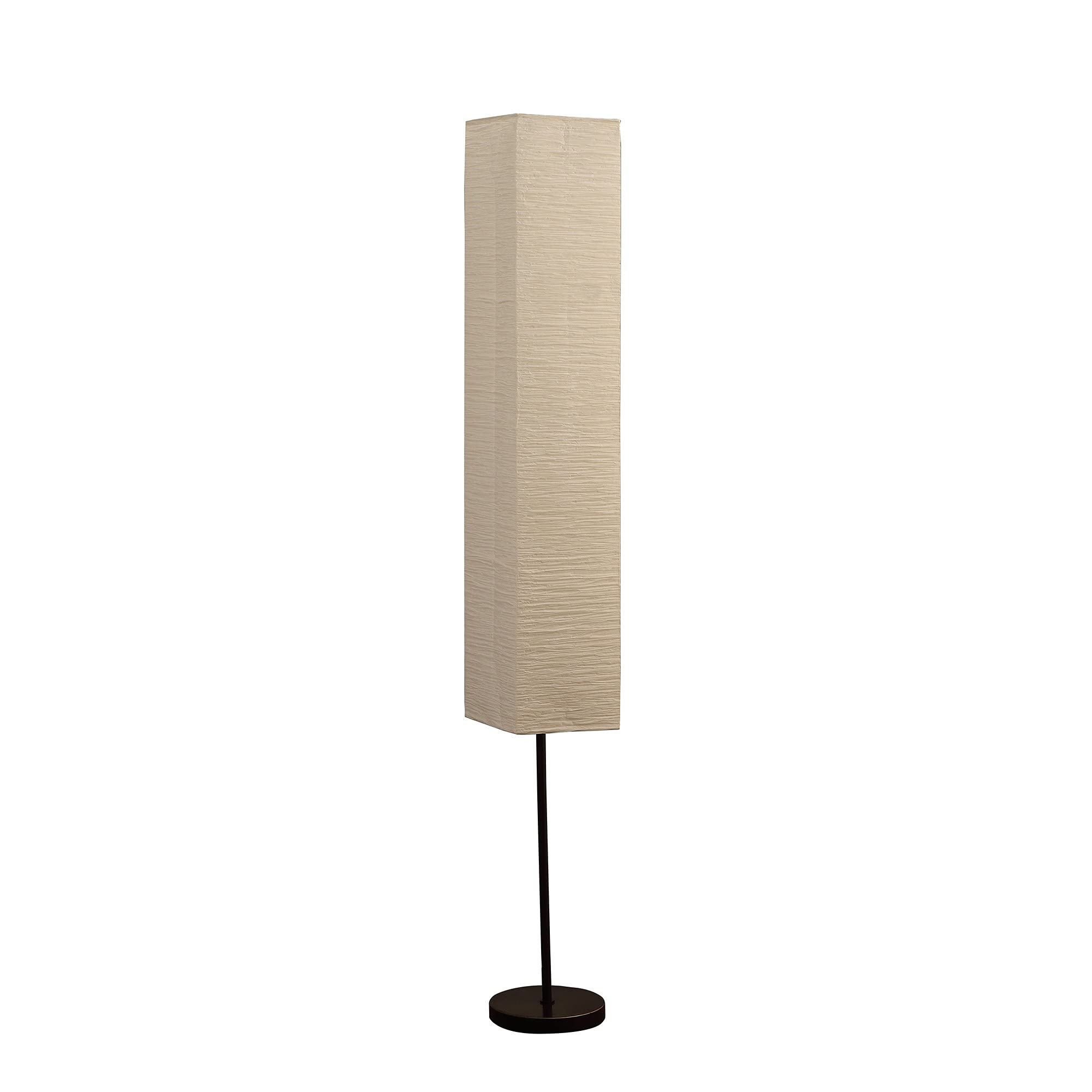 Benzara Bm240342 59 In. Floor Lamp With Linear Metal Base & Column Shade, Black