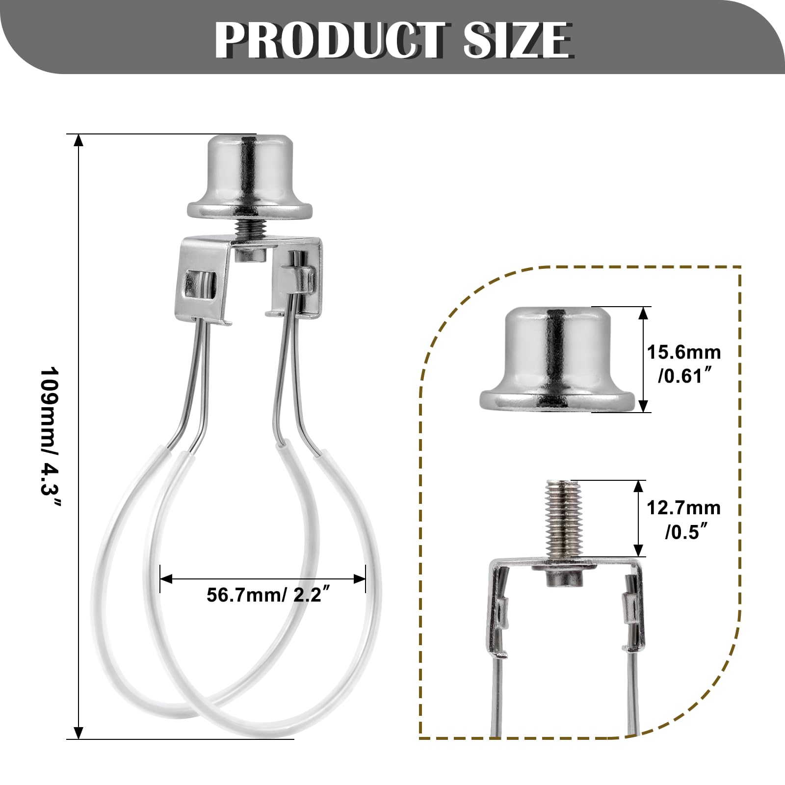 Lamp Shade Holder,Lamp Shade Light Bulb Clip Adapter,Clip On Lampshade Adapter Includes Finial And Lampshade Levellers,Spring Clip For Light Bulb (Nickel)
