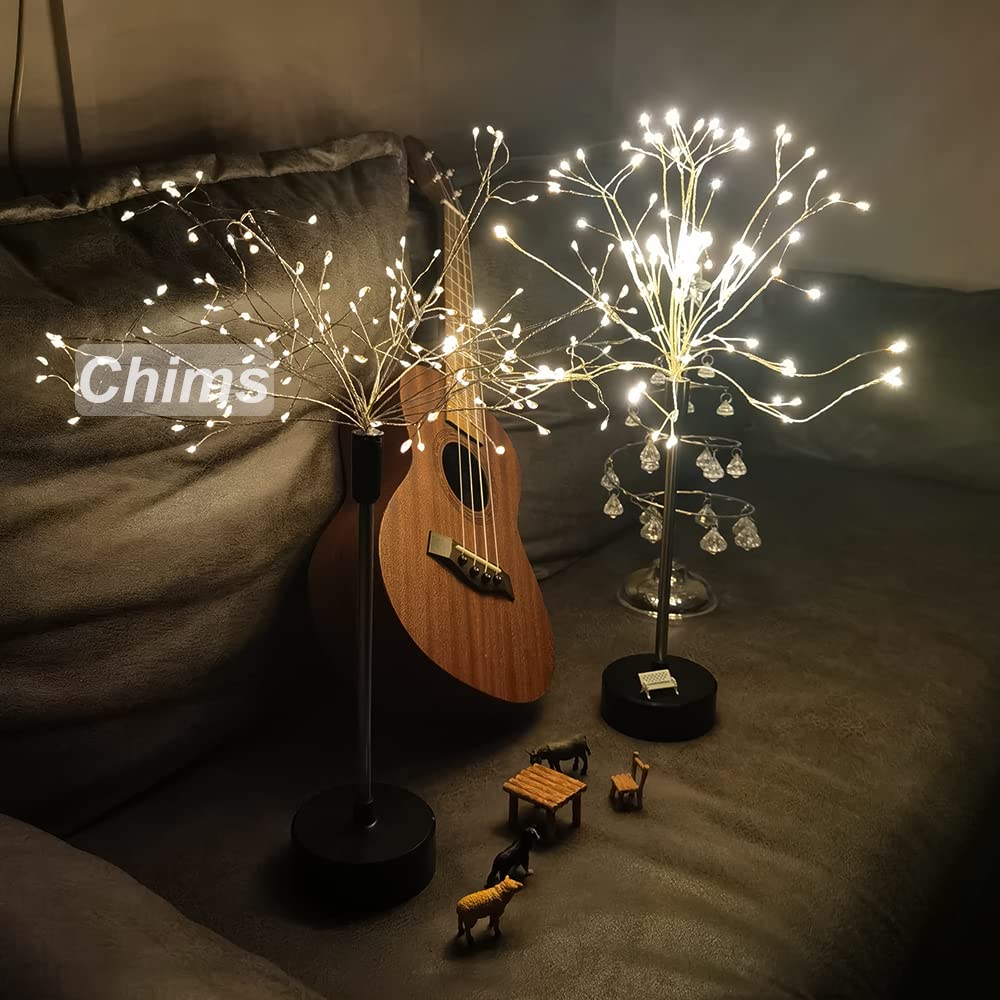 Chims Firework Centerpiece Lights - 120 LED Warm White Fairy Lights, Battery Operated with Remote for Indoor Christmas Party Decor