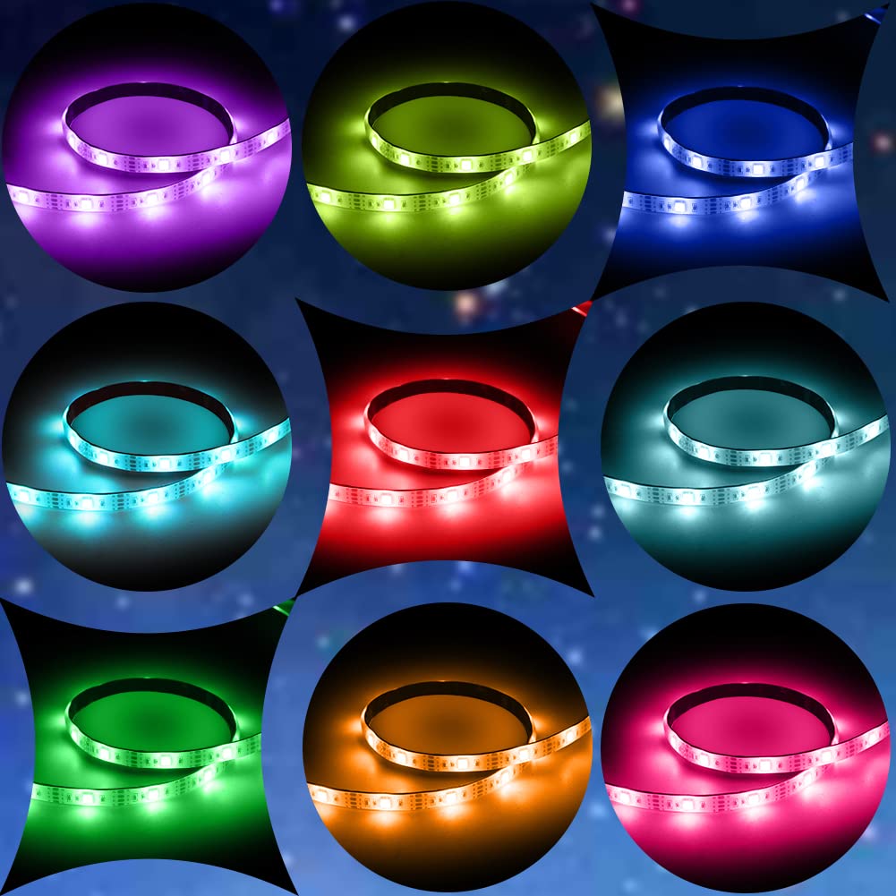 Abtong Led Strip Lights Battery Powered Rgb Led Battery Lights 17 Keys Remote Control 2Pcs 6.56Ft Waterproof Led Lights Strip Co