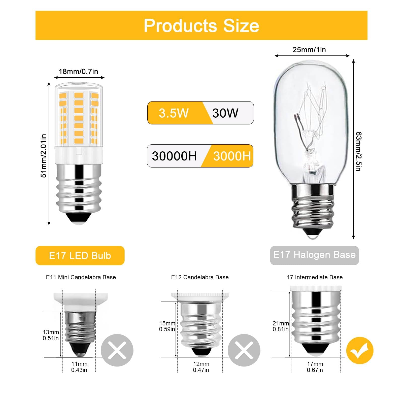 Lflampon Keid28A Kel2811 E17 Refrigerator Light Bulb 5304517886 Replacement For Kenmore Frigidaire Electrolux 3.5W Equivalent To