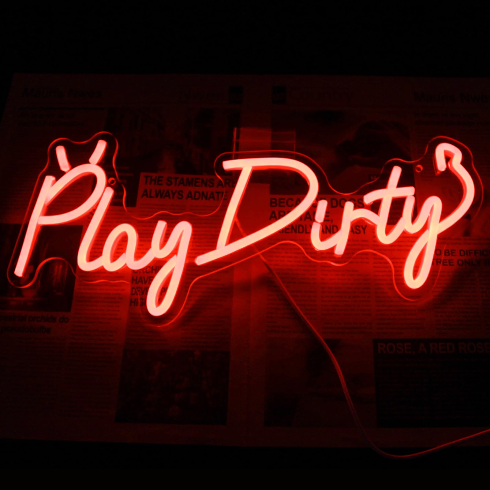 Kullneon LED Neon Sign - Play Dirty Devil Wall Decor, 16.9inx7in, Red Plastic, Dimmable for Bedroom, Bar, Party
