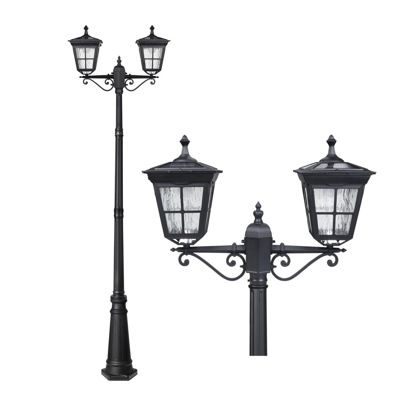 Kemeco Solar Lamp Post Light, ST4311AB1-2 Dusk to Dawn Outdoor Bright Street Post Light for Yard Garden Patio Walkway Driveway L