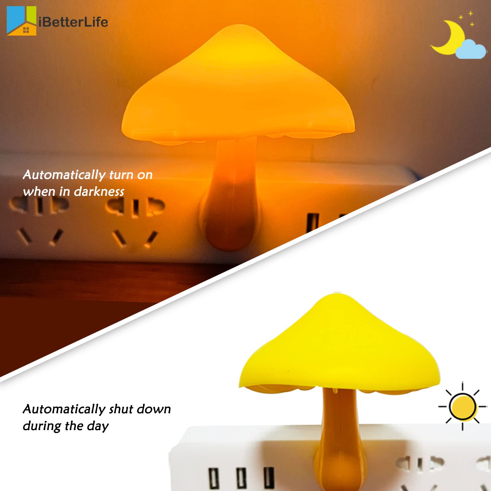 Ibetterlife Sensor Led Mushroom Night Light Plug-In Wall Dream Bed Room Nightlight For Adults Kids Cute Mushroom Lamp Cottagecor