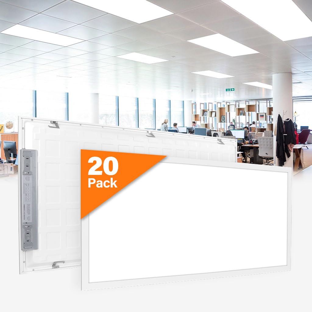 Comiled 20 Pack 2X4 Led Flat Panel Light Drop Ceiling 0-10V Dimmable, 30/40/50W & 3000K/4000K/5000K Selectable, For Office, Shop