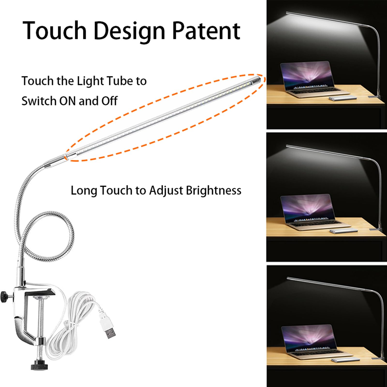 Brokimis Nail Desk Lamp With Clamp, New Upgrade 8-10W Dimmable Led 360? Flexible Gooseneck Nail Tech Table Desk Light For Manicu