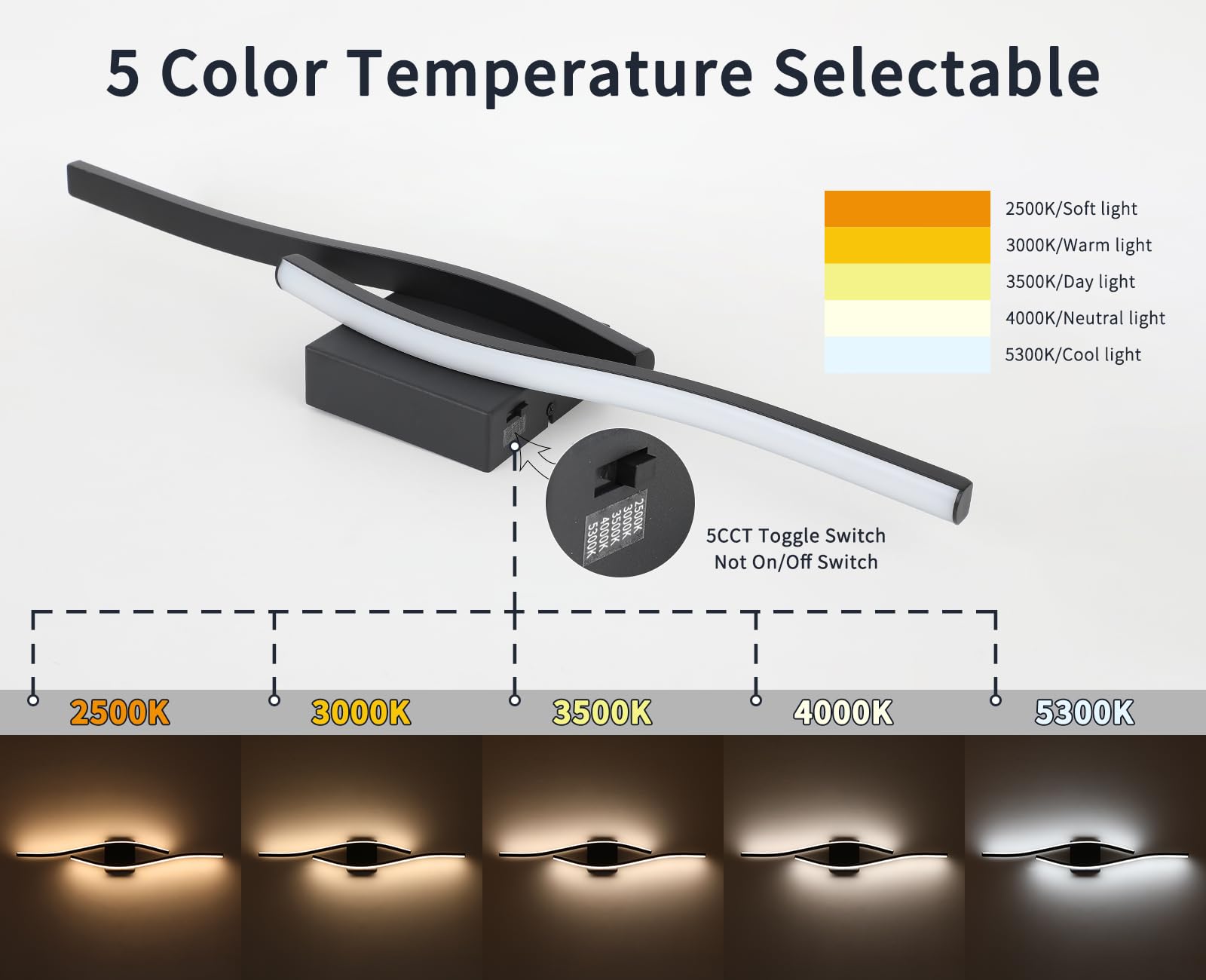 Joossnwell Bathroom Vanity Light Bar 31.5 Inch Black Dimmable Aluminum Wall Lamp Model 3217