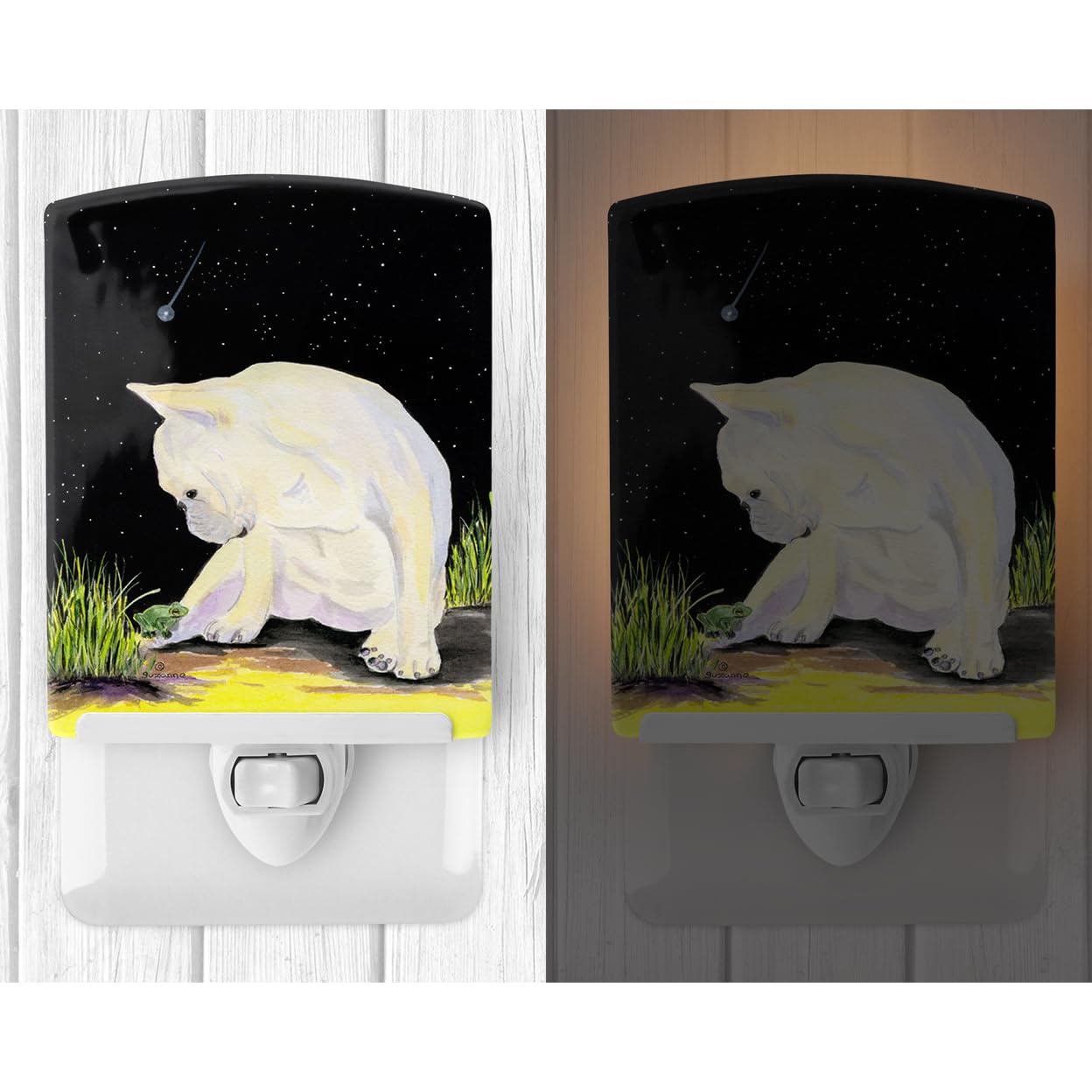 Caroline'S Treasures Ss8992Cnl French Bulldog Ceramic Night Light Compact, Ul-Certified, Ideal For Bedroom, Bathroom, Nursery, Hallway, Kitchen, 6X4X3, Multicolor