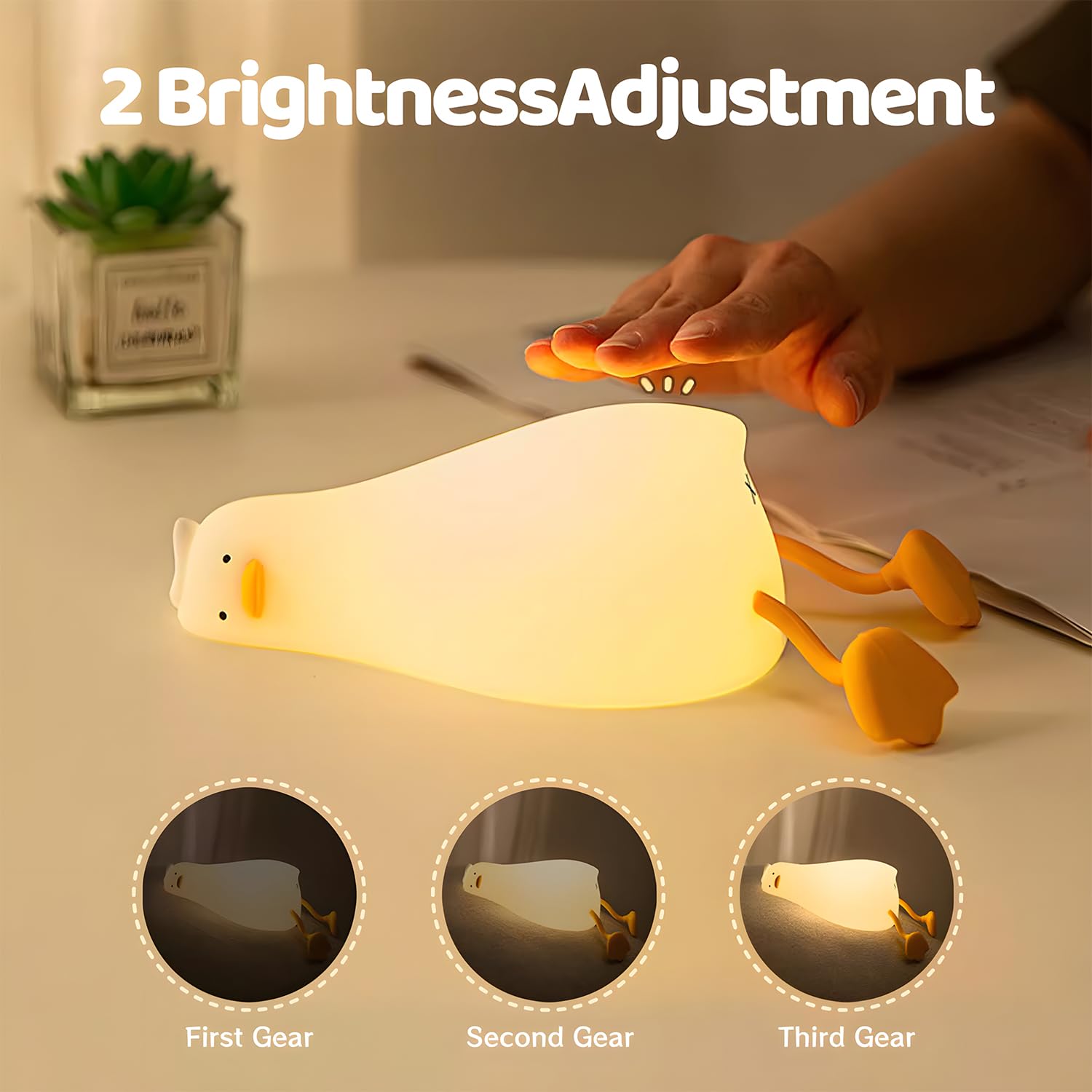 Rytinazzz Lying Cute Duck Lamp Night Light For Kids Cute Room Decor Silicone Duck Lamp For Baby Night Lights For Baby Nursery 3-Colors Usb Rechargeable Gift For Kids Boys And Girls Bedroom Decor