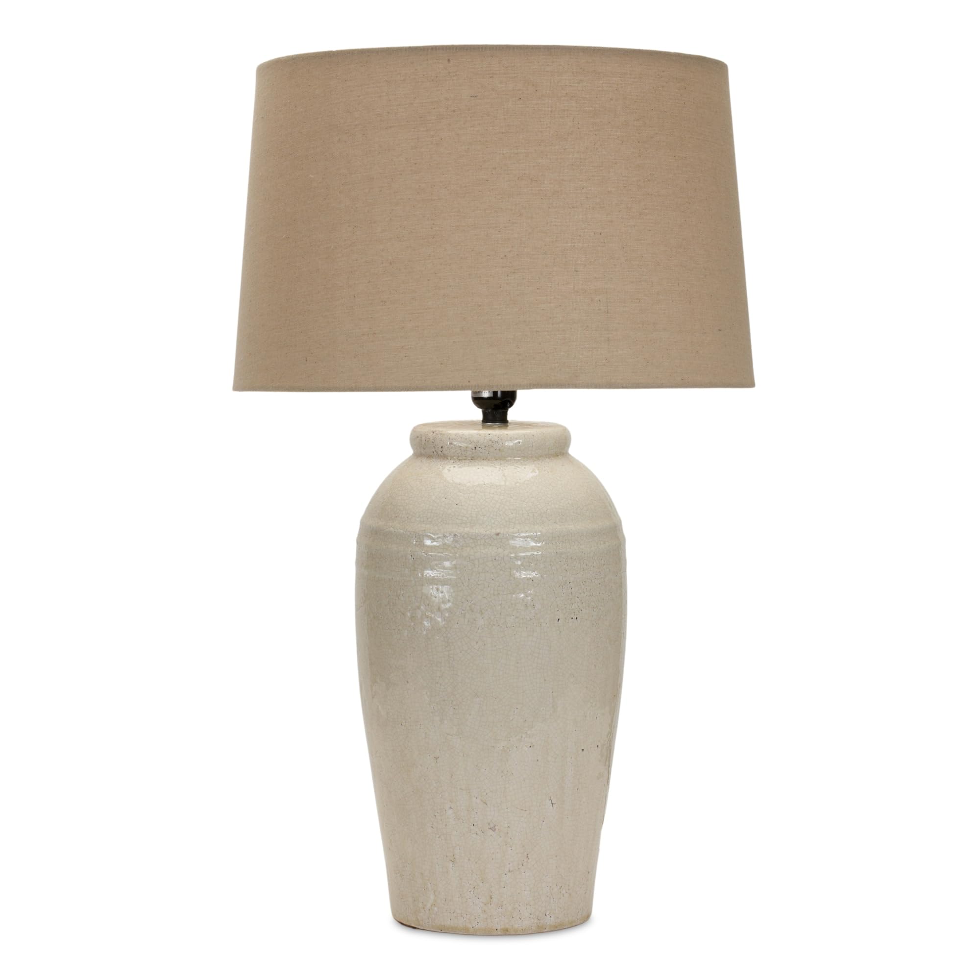 Melrose Terra Cotta and Linen Table Lamp with White Finish 85933DS