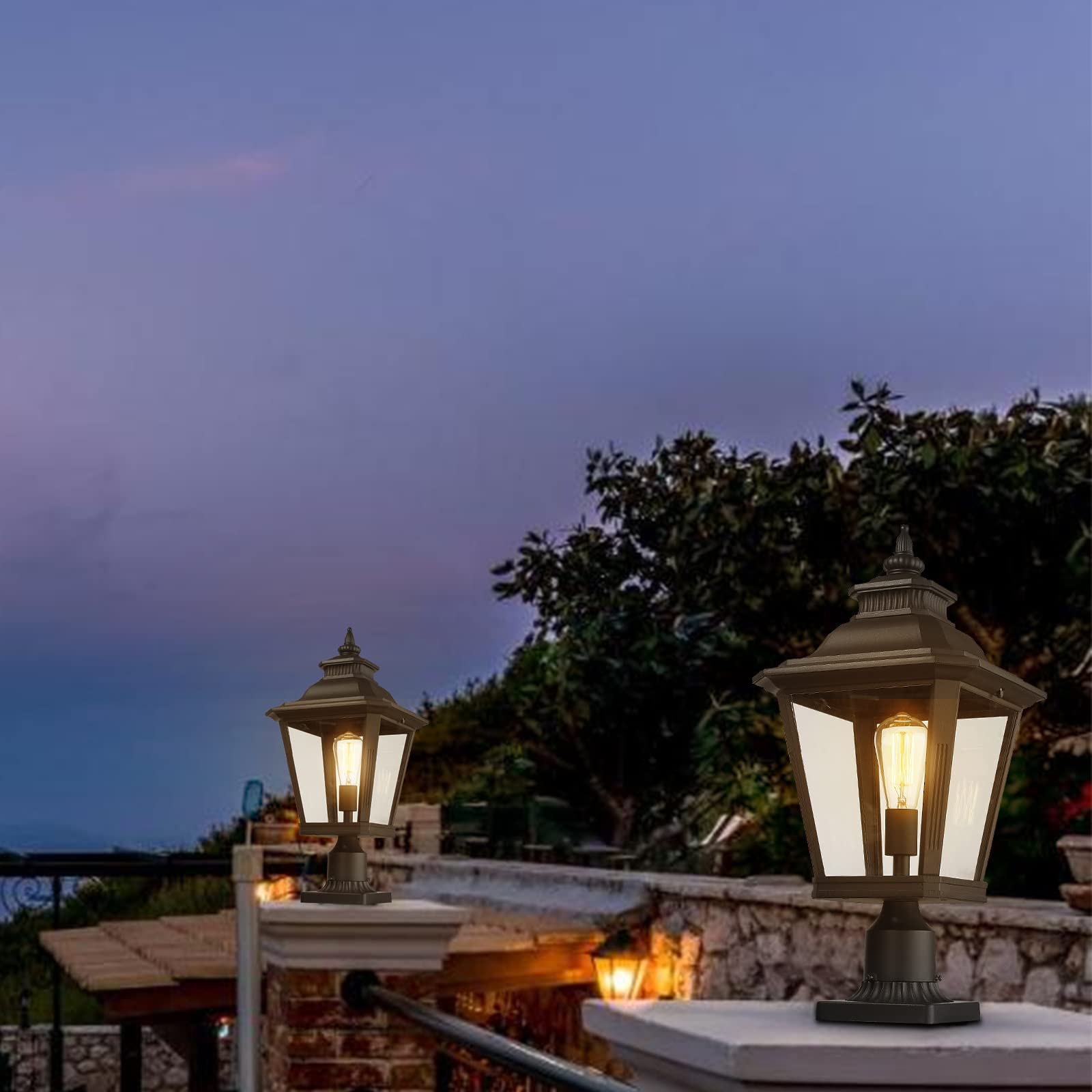 Luminzone 21'' Outdoor Post Light Fixture - Black Waterproof Aluminum For Pathway & Patio