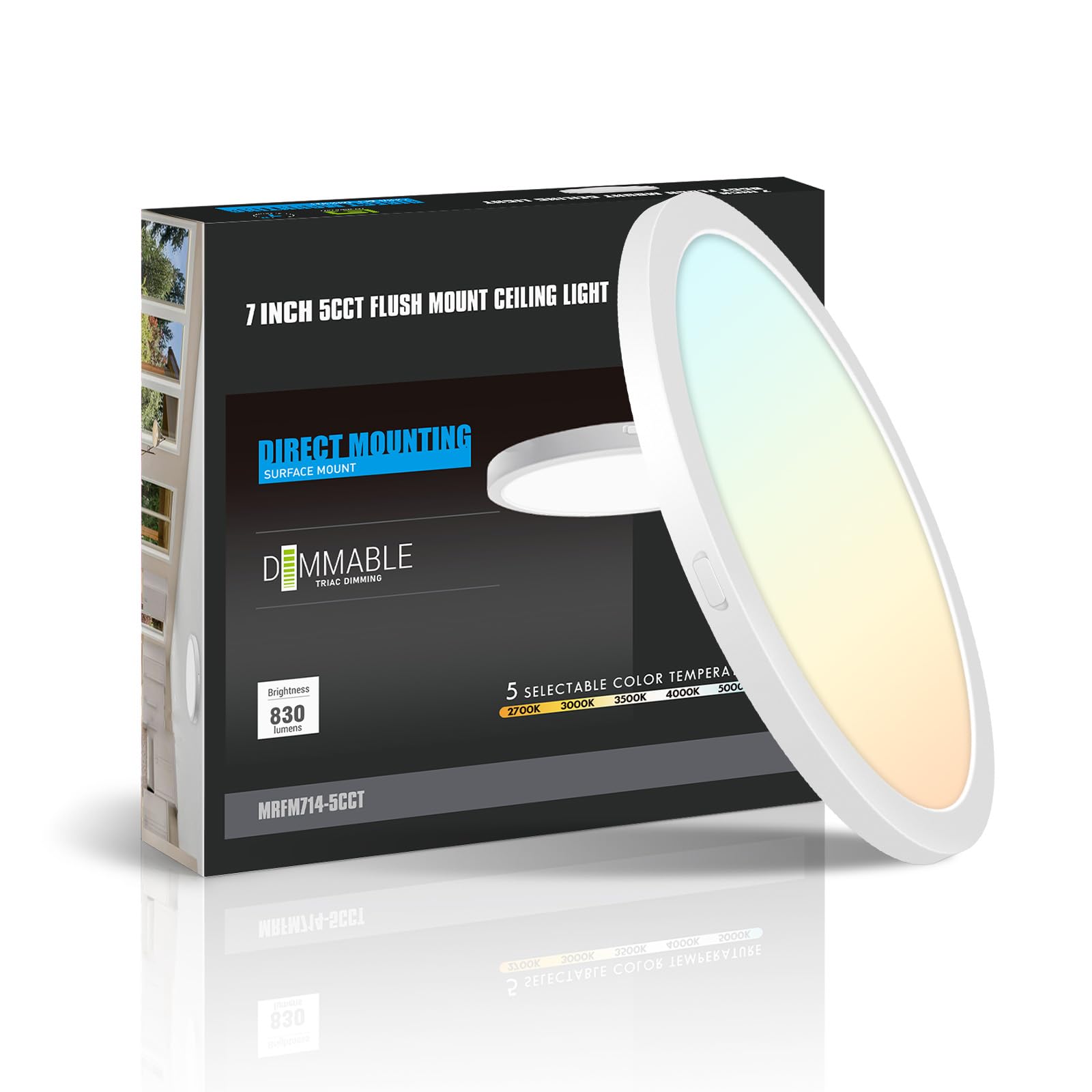 mw Flush Mount LED Ceiling Light Fixture White, 7 Inch 14W, Dimmable & 2700K/3000K/3500K/4000K/5000K Ceiling Light Fixtures Flus