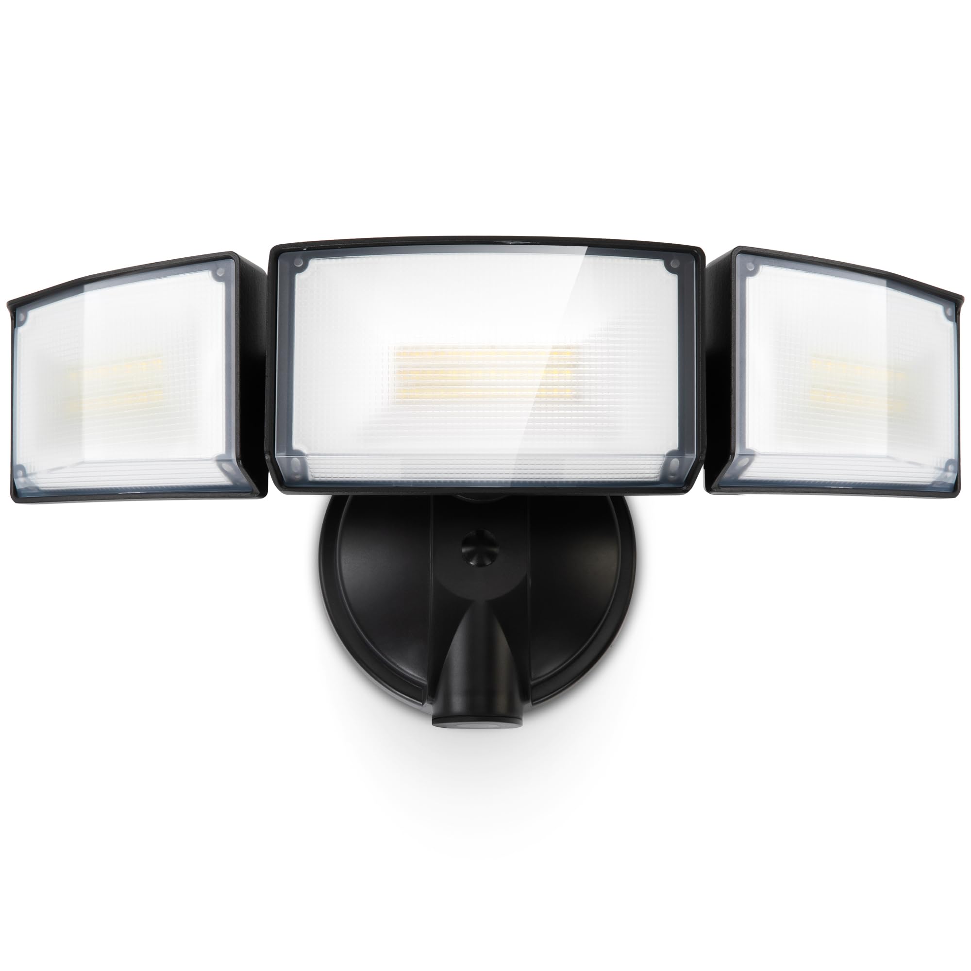 LUTEC 75W Outdoor LED Flood Light, 8000 Lumen, 3 Adjustable Heads, 5000K Daylight, IP65 Waterproof, Black