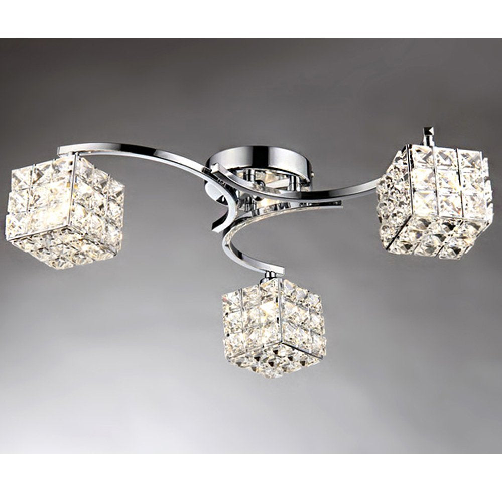 Whse of Tiffany 3-Light Ceiling Lamp RL8088, Chrome and Glass, 22in