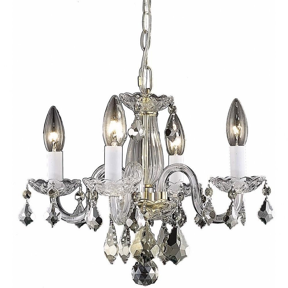 Elegant Lighting Rococo - Four Light Pendant-Gold Finish-Royal Cut Crystal Type -Traditional Installation