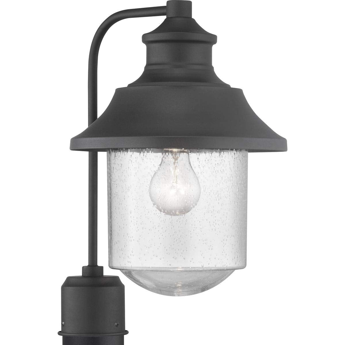 Progress Lighting Weldon 1-Light Outdoor Post Lantern, Clear Seeded Glass, Textured Black, Model P540019-031, 15.63x10.00x10.00