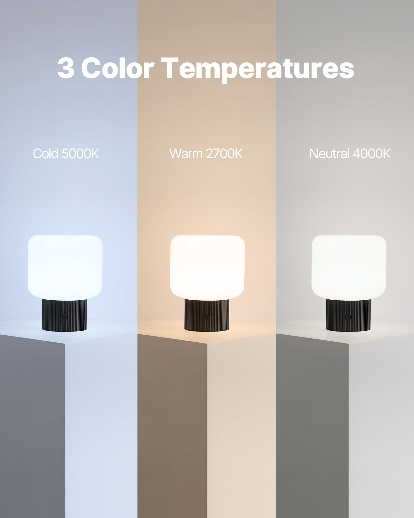MAGCHARM Halo Mushroom Lamp - 5W Cordless Rechargeable Table Light, Glass Shade, Dimmable LED, Black, Model S447046-8L