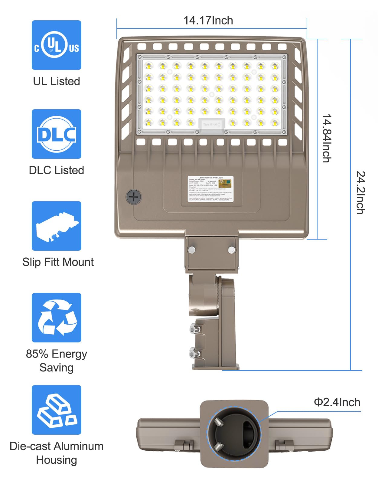 Kukuppo 200W Led Parking Lot Light  Dlc Ul Listed Industrial Grade Led Shoebox Parking Pole Light 30 000Lm 5000K Ip65 Waterproof Outdoor Commercial Area Lighting With Slip Fitter Ac100-277V