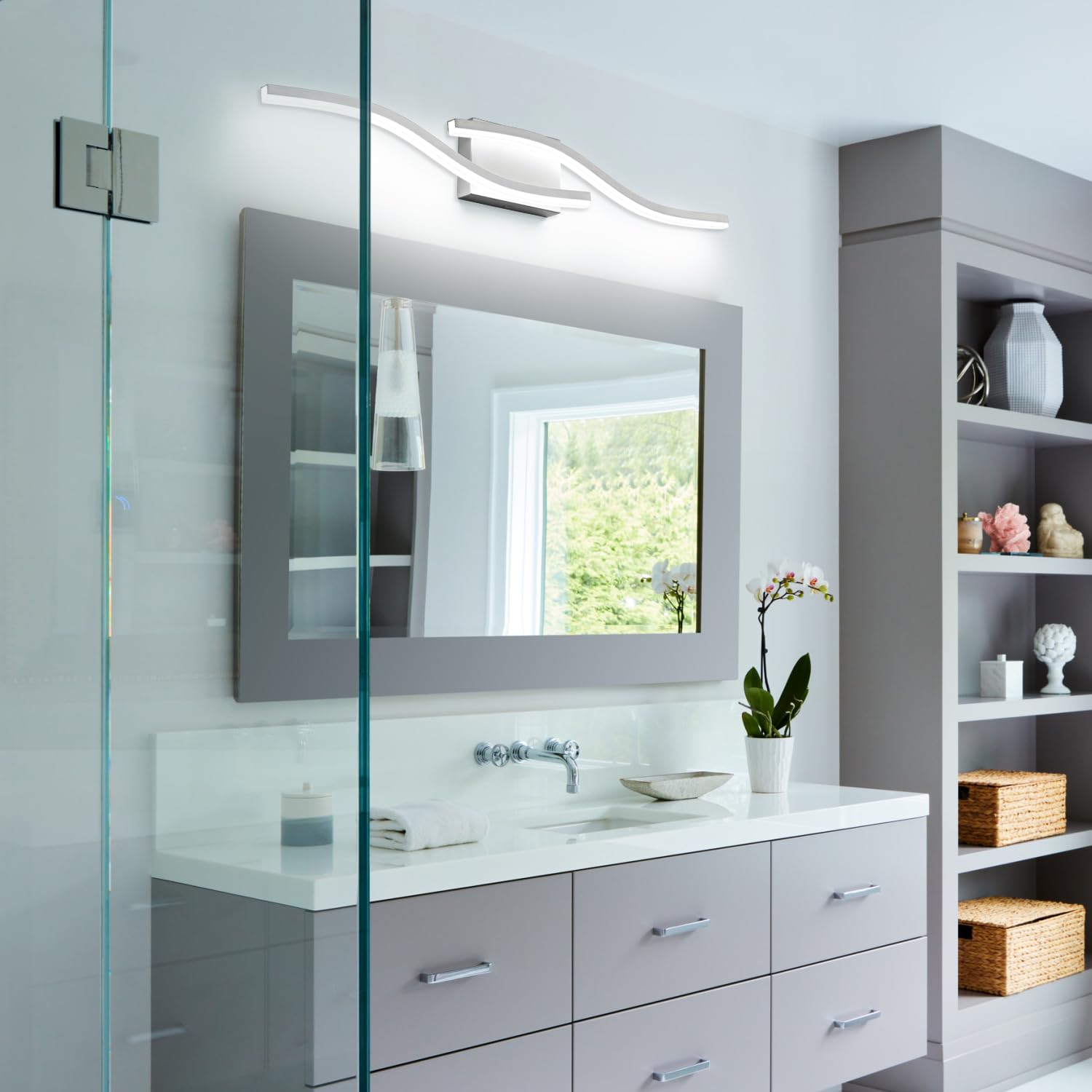 Presde 32In Dimmable Led Bathroom Light Fixtures Over Mirror,Modern Vanity Light For Bathroom,Brushed Nickel Bath Wall Mount Lig