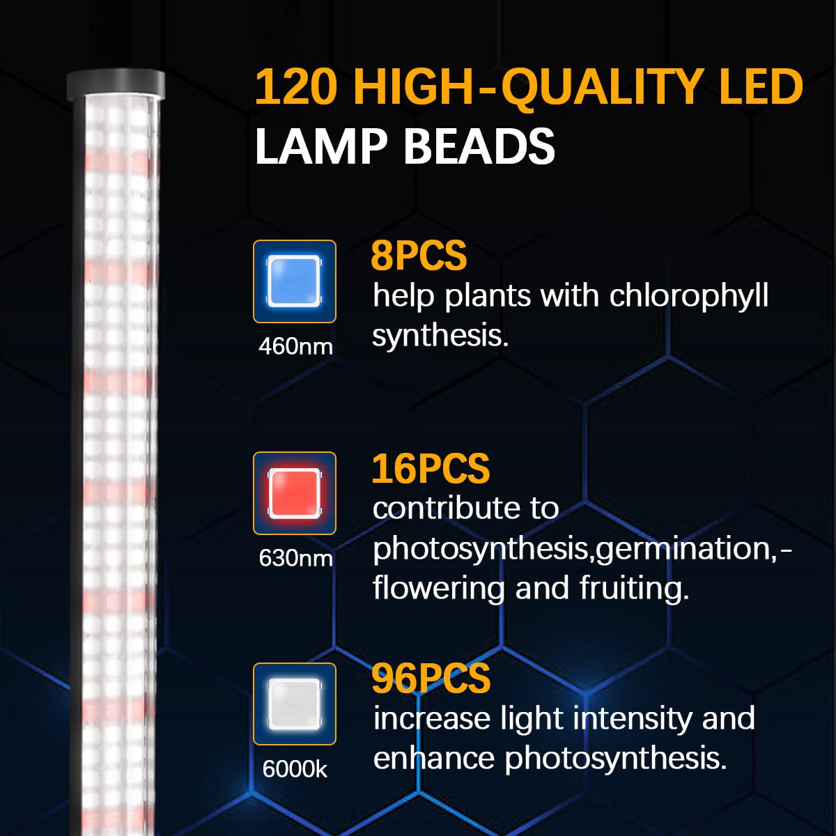 Awlylnll Grow Lights For Indoor Plant, T10 Vertical Standing Led Growing Plant Lamp, 5-Level Dimmable, Auto On Off Timing 4/8/12/18Hrs, Height 18.9''