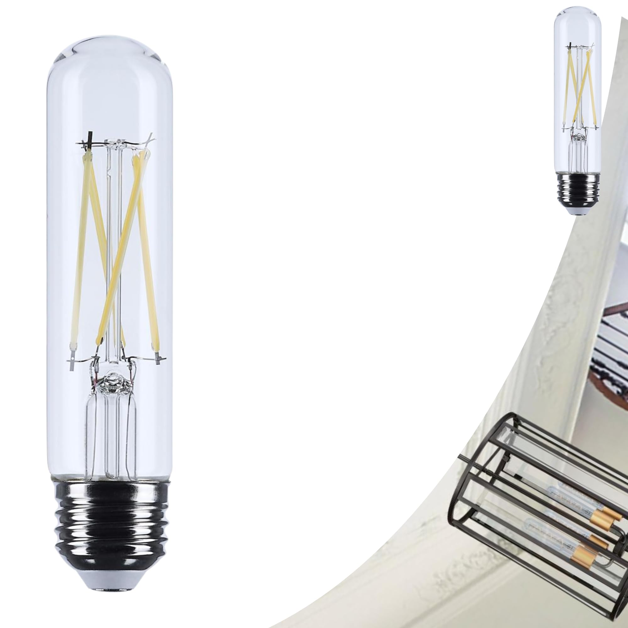 Satco 8W T10 LED Light Bulb 4000K Cool White 800 Lumens Clear 300 Degree Beam E26 Medium Base 92 CRI Dimmable Wet Rated IP65 Enc