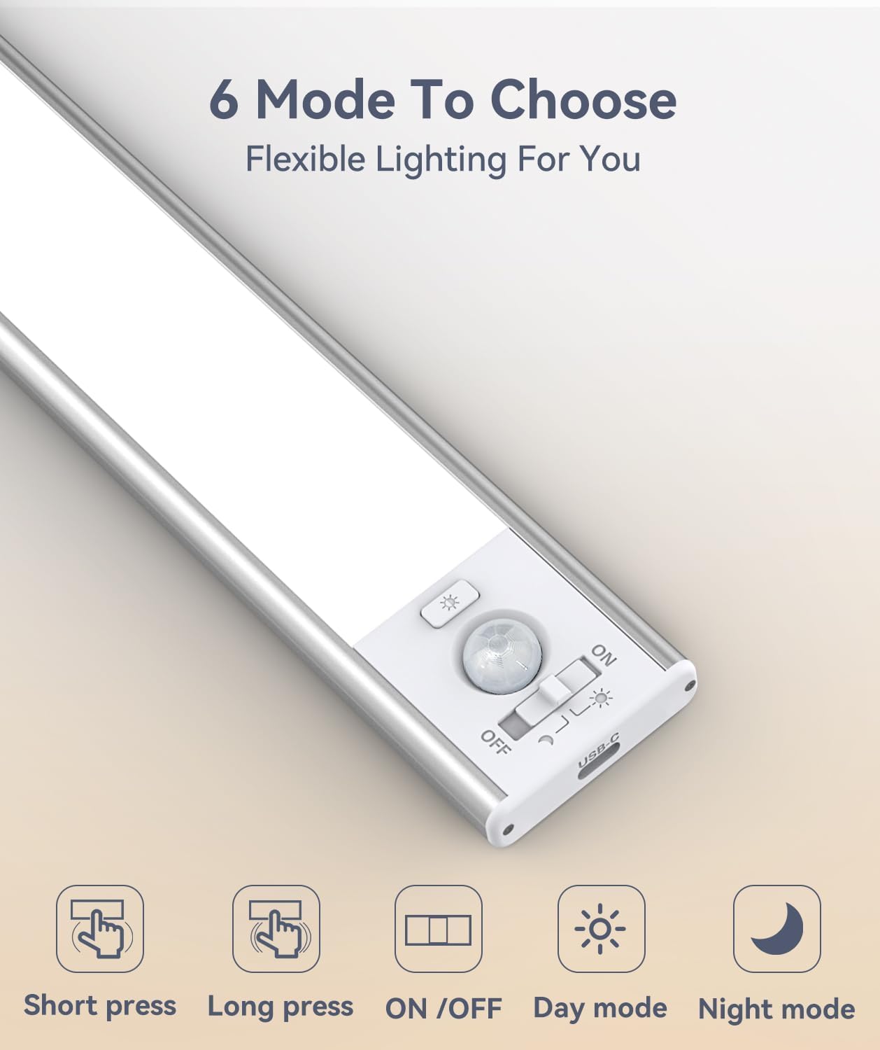 DiDiSky Under Cabinet LED Lights, 3200mAh Rechargeable, Dimmable Motion Sensor, 13 inch, White (2 Pack)