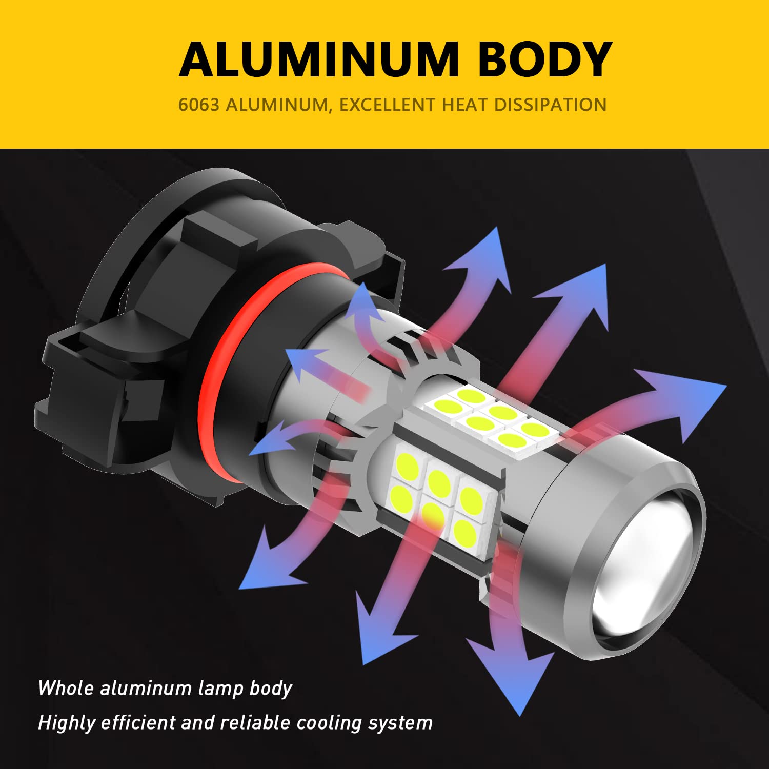 PHINLION Ice Blue LED Fog Light Bulbs, 3200 Lumens, 12V 3030 30-SMD, Pack of 2