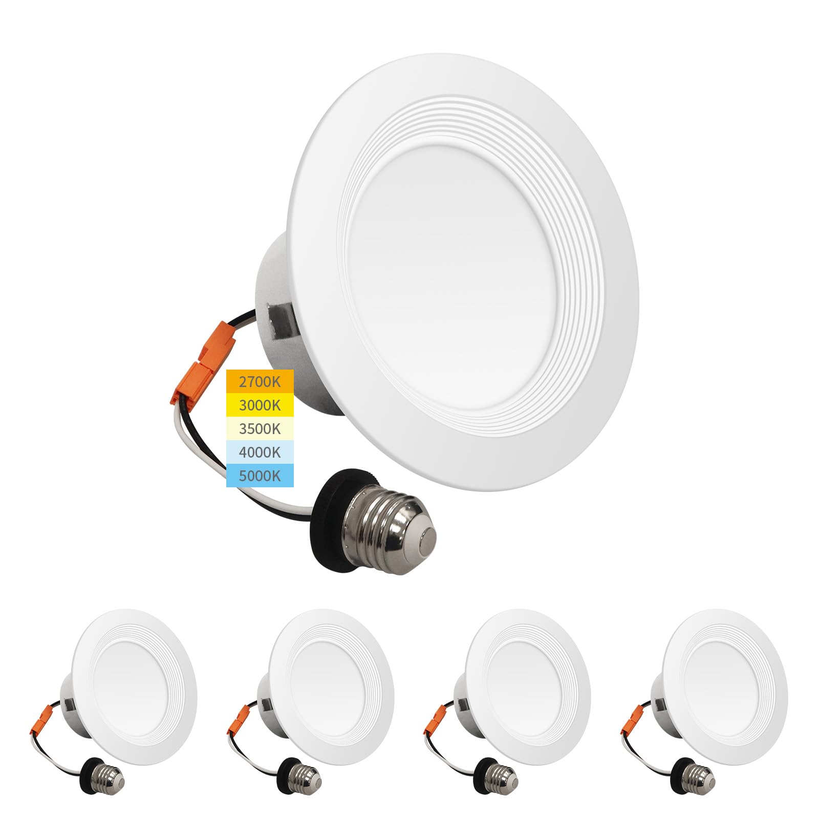 Mw 4 Pack 4 Inch Retrofit Led Recessed Lighting 10W=75W 750Lm 2700K/3000K/3500K/4000K/5000K 4 Inch Led Recessed Lights Baffle Trim Ic & Wet Rated Etl & Fcc California Ja8 Certified