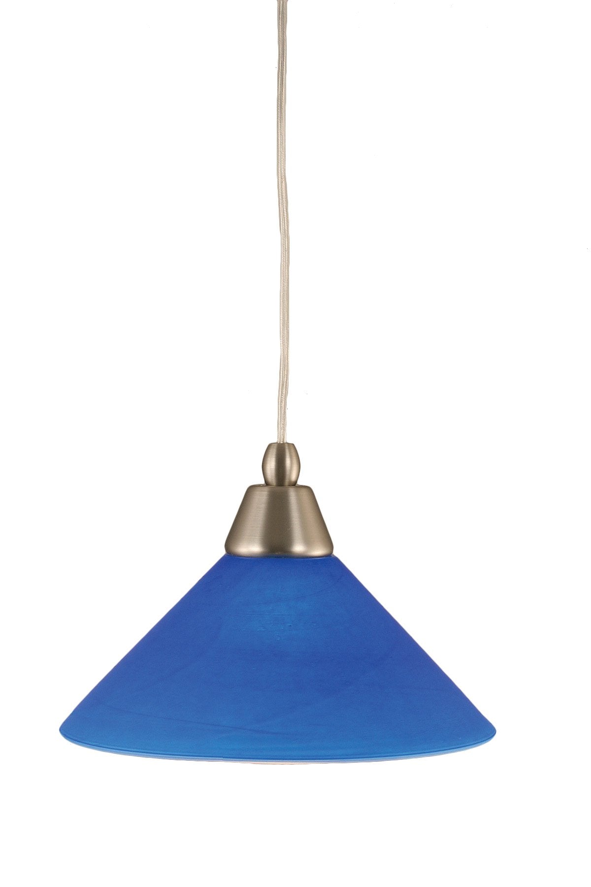 Toltech Lighting 22-Bn-435 10-Inch Cord Mini-Pendant Light Brushed Nickel Finish With Blue Italian Glass