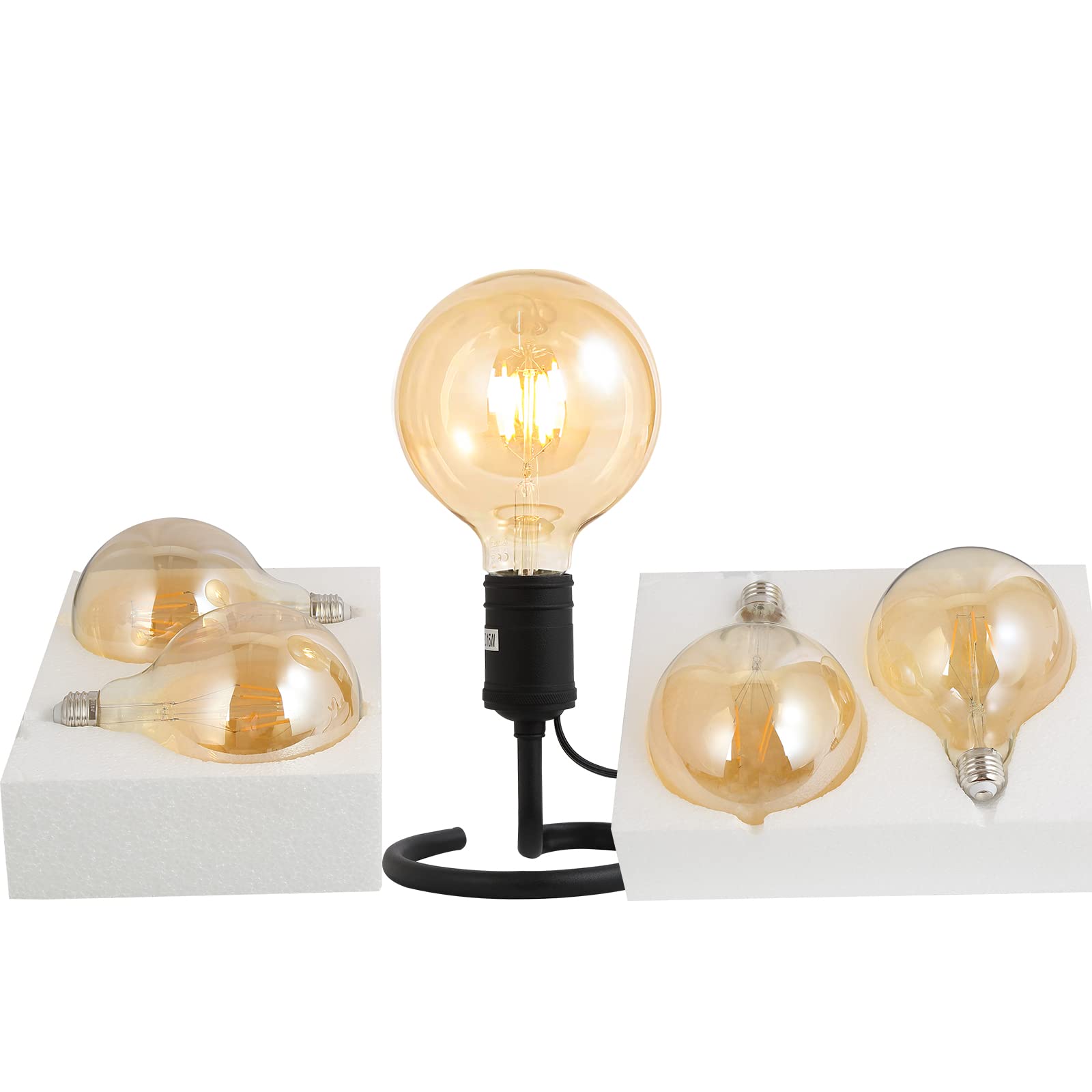 BoostArea G125 LED Globe Bulbs, 6W Antique Vintage, 2700K Warm White, Amber, 2 Pack