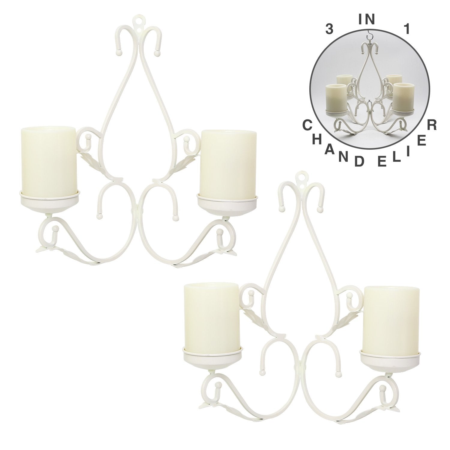 GiveU 3 in 1 Lighting Chandelier, Metal, Black, Includes 4 LED Candles, Table Centerpiece for Indoor/Outdoor Gazebo